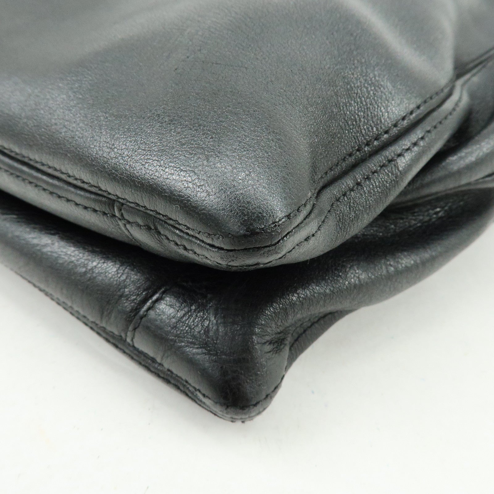 CHANEL Calf Leather Tote Bag Shoulder Bag Hand Bag Black