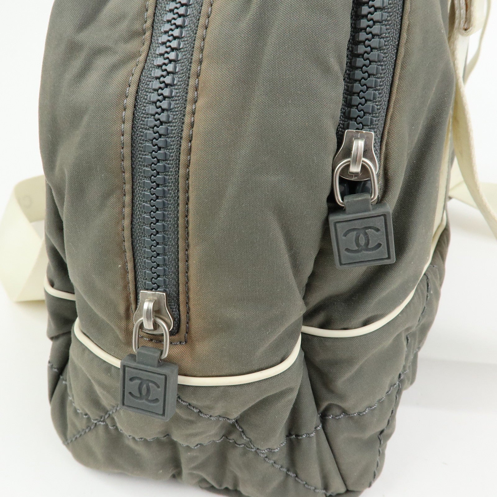 CHANEL Sports Line COCO Mark Nylon Boston Hand Shoulder Bag Gray