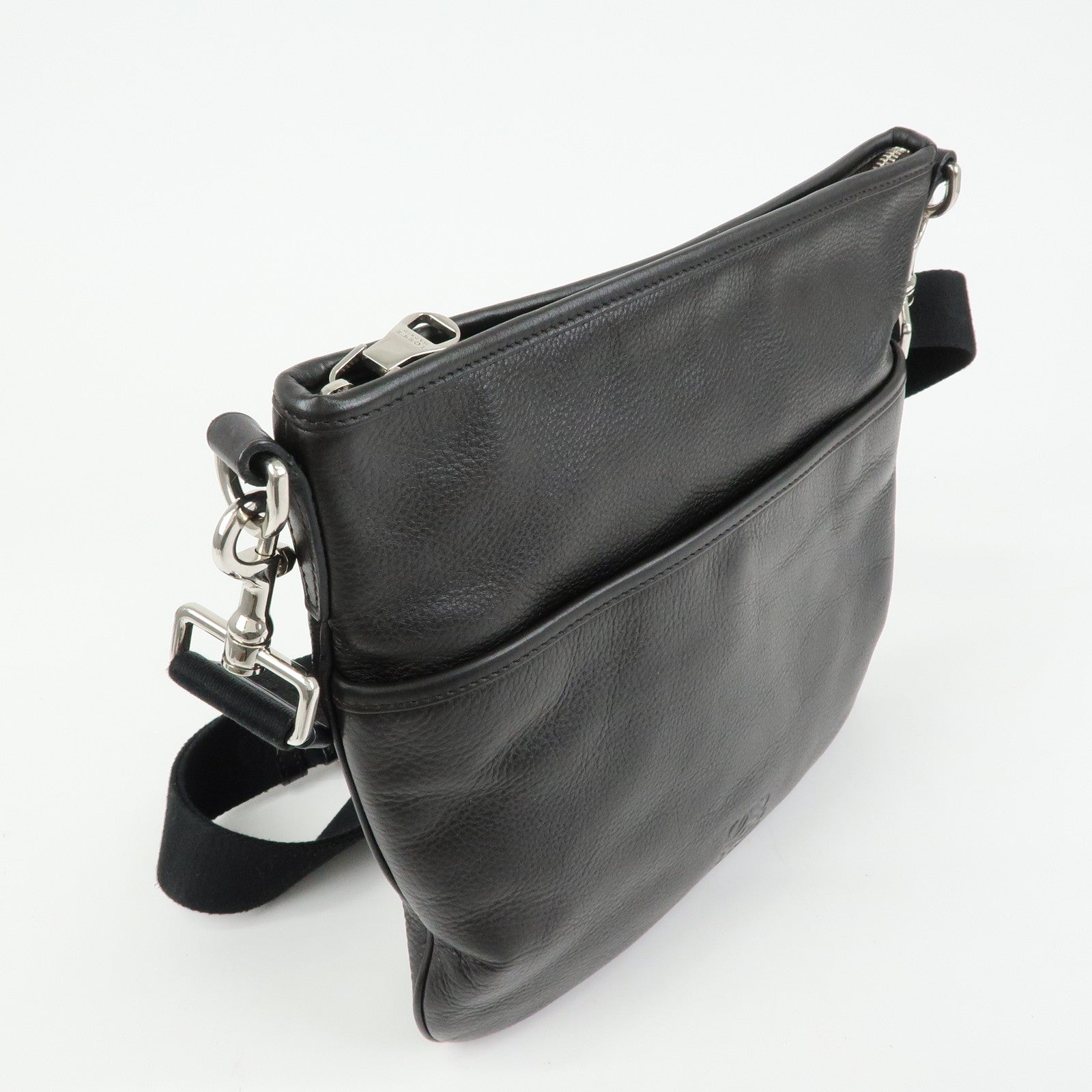 LOEWE Anagram Leather Shoulder Bag Crossbody Bag Dark Brown