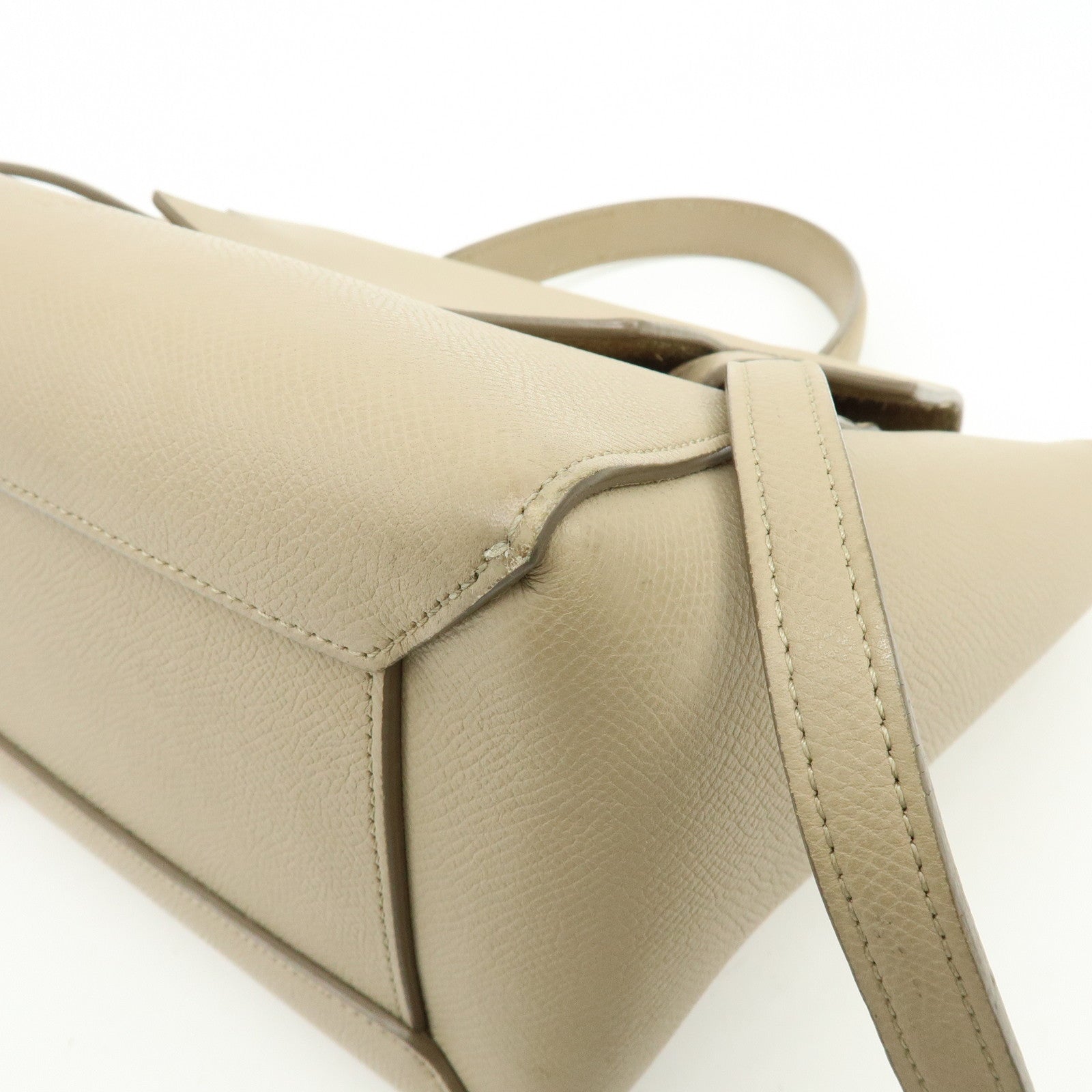 CELINE Belt Bag Leather 2WAY Bag Hand Bag Shoulder Bag Greige