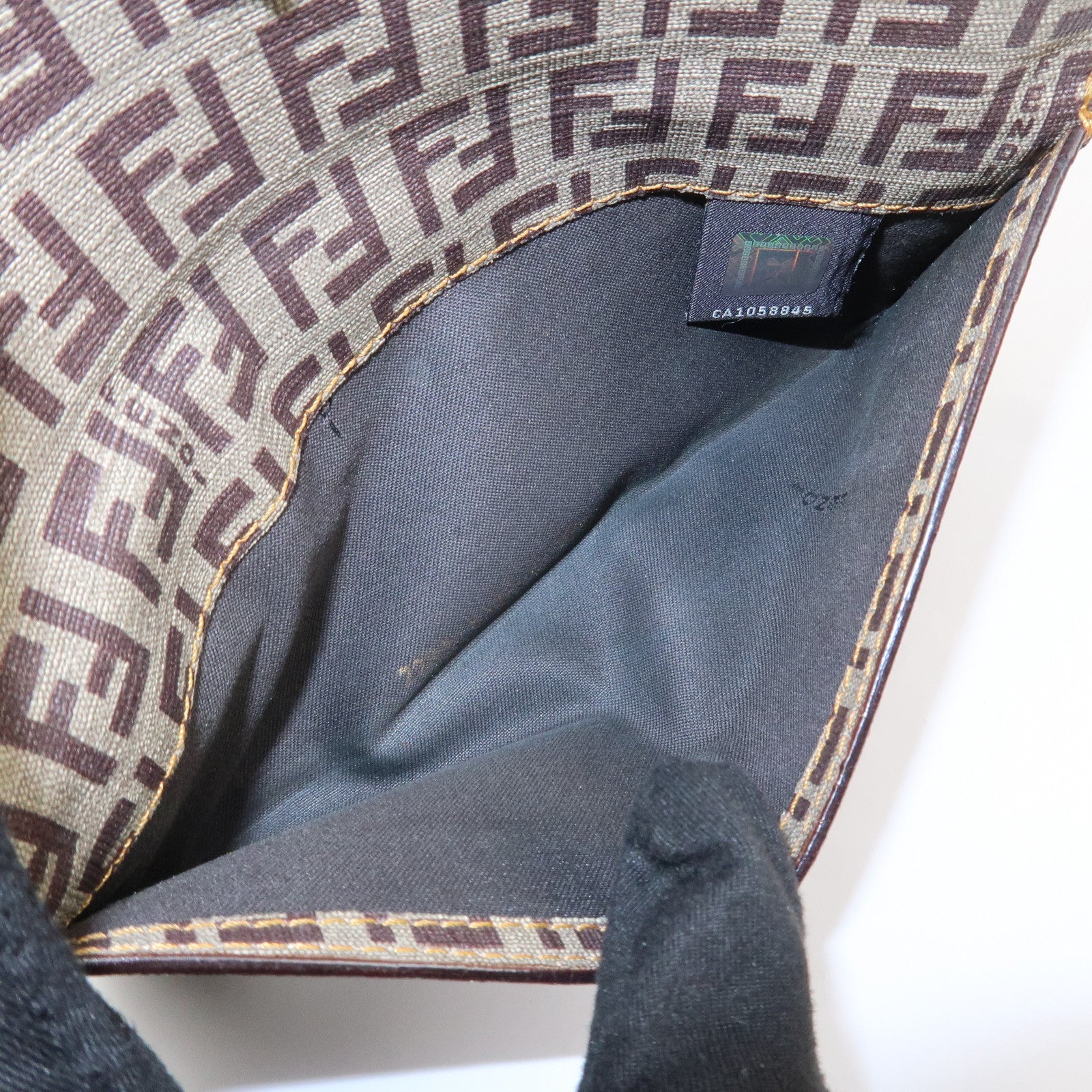 FENDI Zucca Zucchino PVC Leather Brown W Hook Long Wallet 8M00328