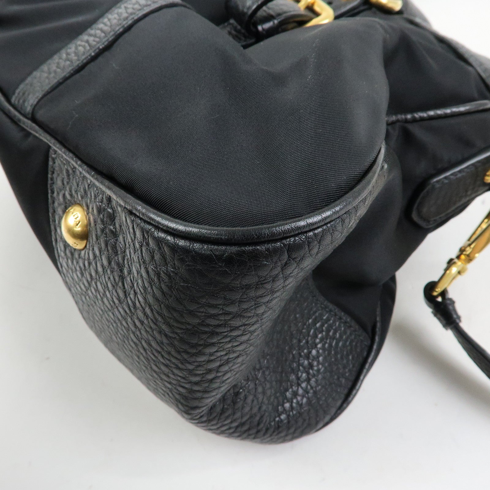 PRADA Logo Nylon Leather 2Way Shoulder Bag Hand Bag Black BN2032