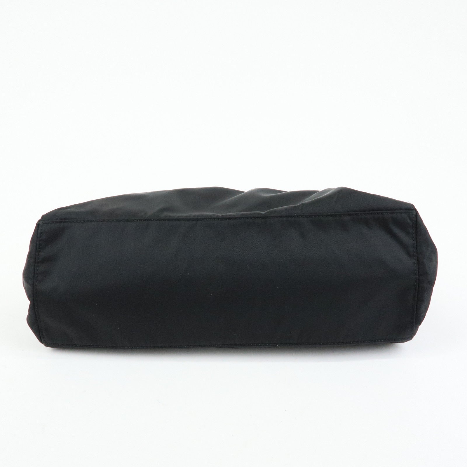 PRADA Triangle Logo Ribbon Nylon Leather 2Way Hand Bag Black BN1631