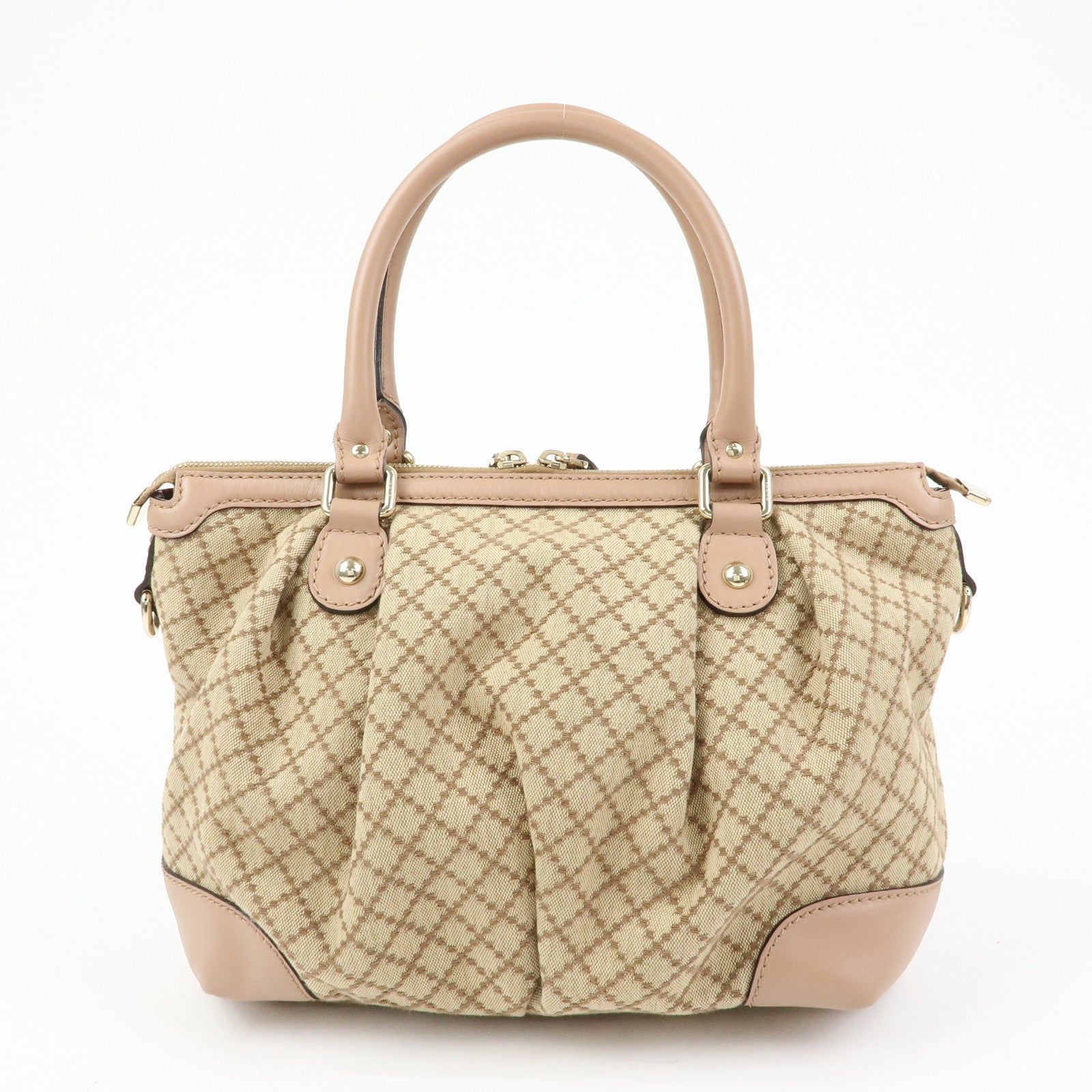 GUCCI Sukey Interlocking G Diamante 2Way Shoulder Bag Beige 247902