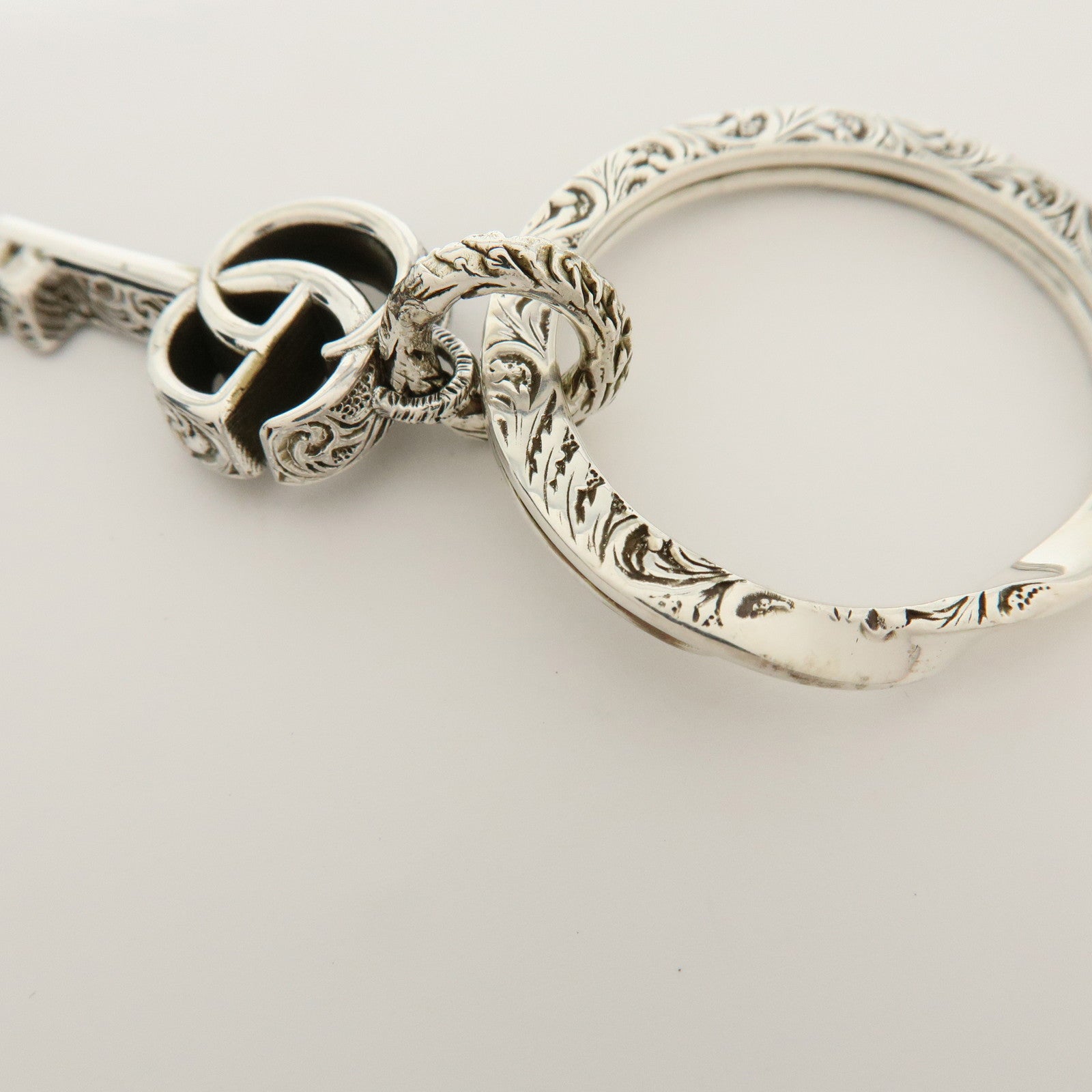 GUCCI Double G Key Motif Bag Charm Key Holder SV925 Silver