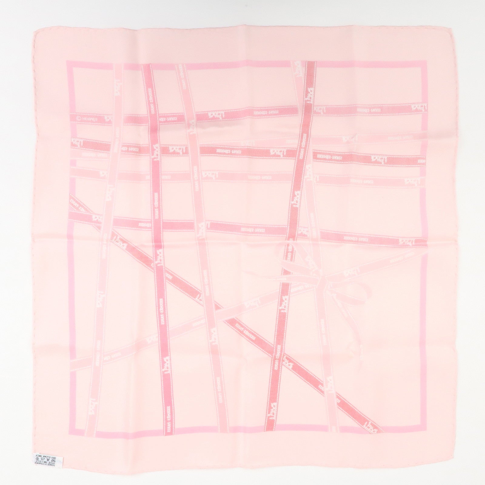 HERMES Carre 45 Silk 100% Scarf Bolduc au Carre Pink