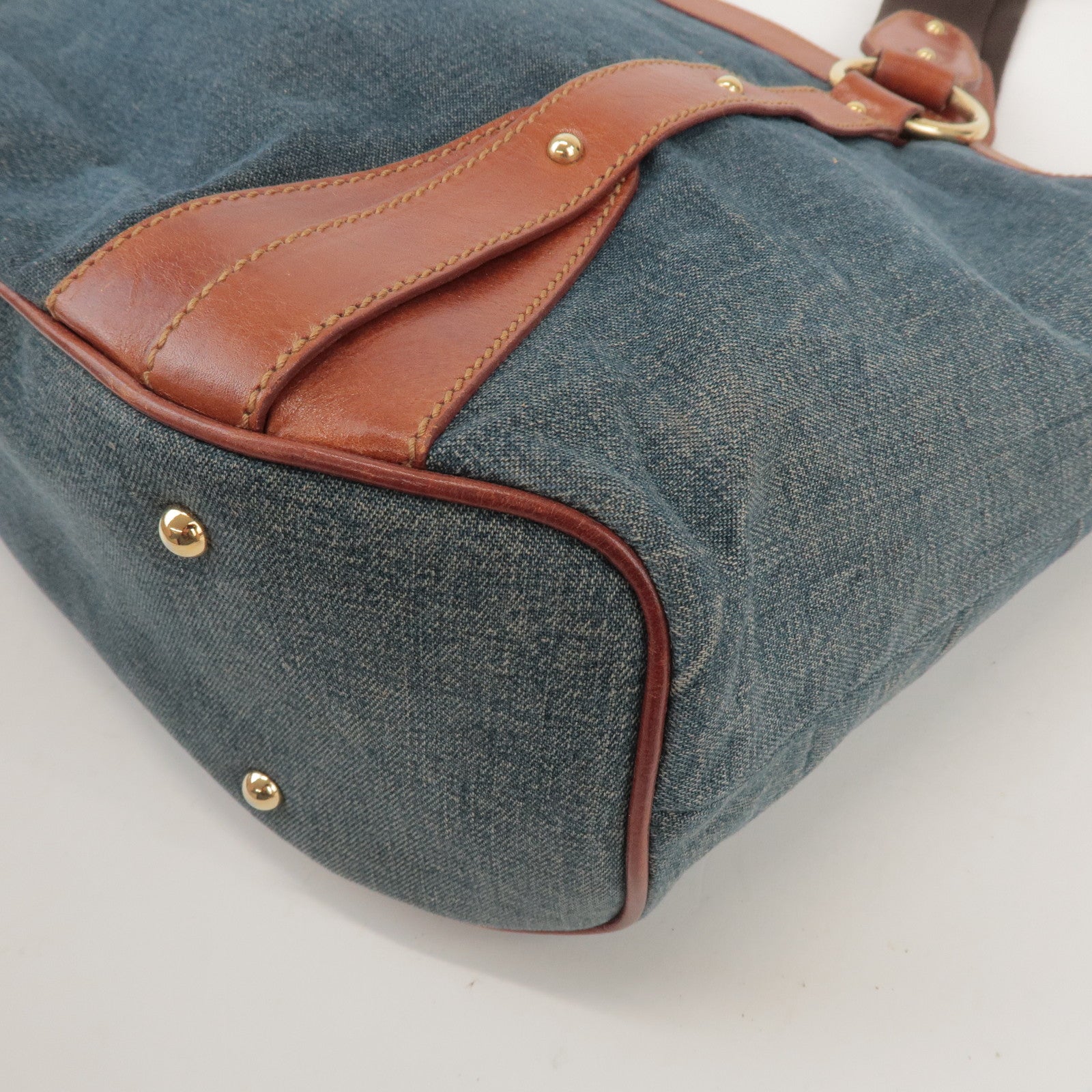 Dolce&Gabbana Denim Leather Tote Bag Shoulder Bag Denim Brown