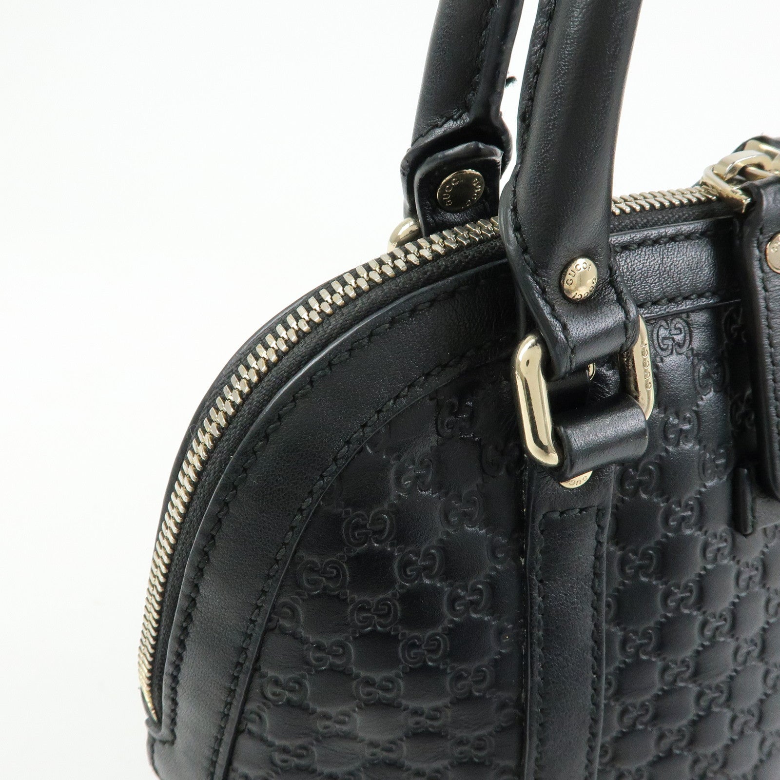 GUCCI Microguccissima Leather 2Way Bag Hand Bag Black 449654