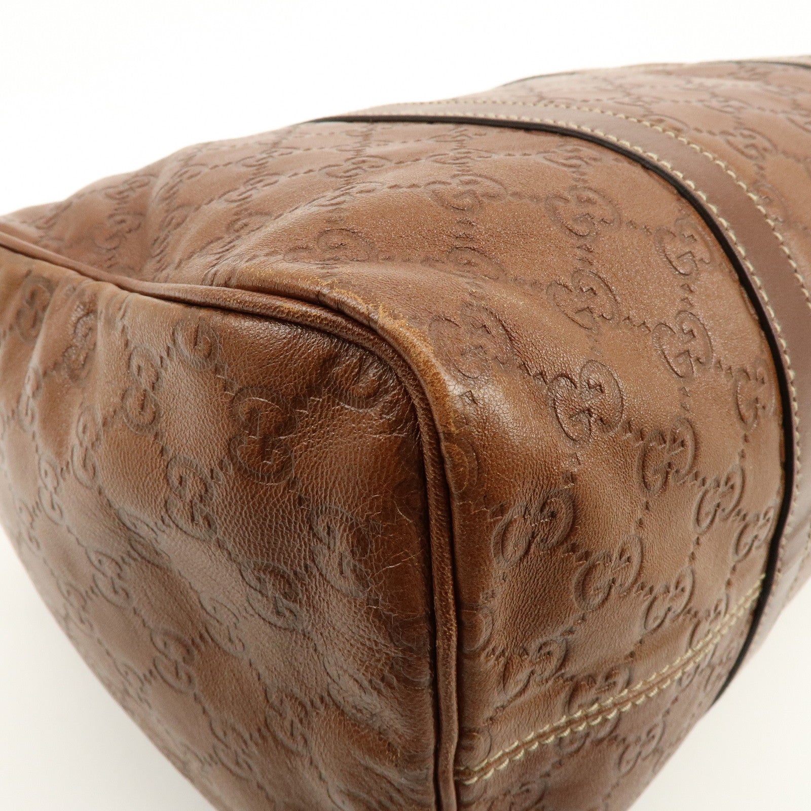 GUCCI Guccissima Leather Boston Bag Hand Bag Brown 193603