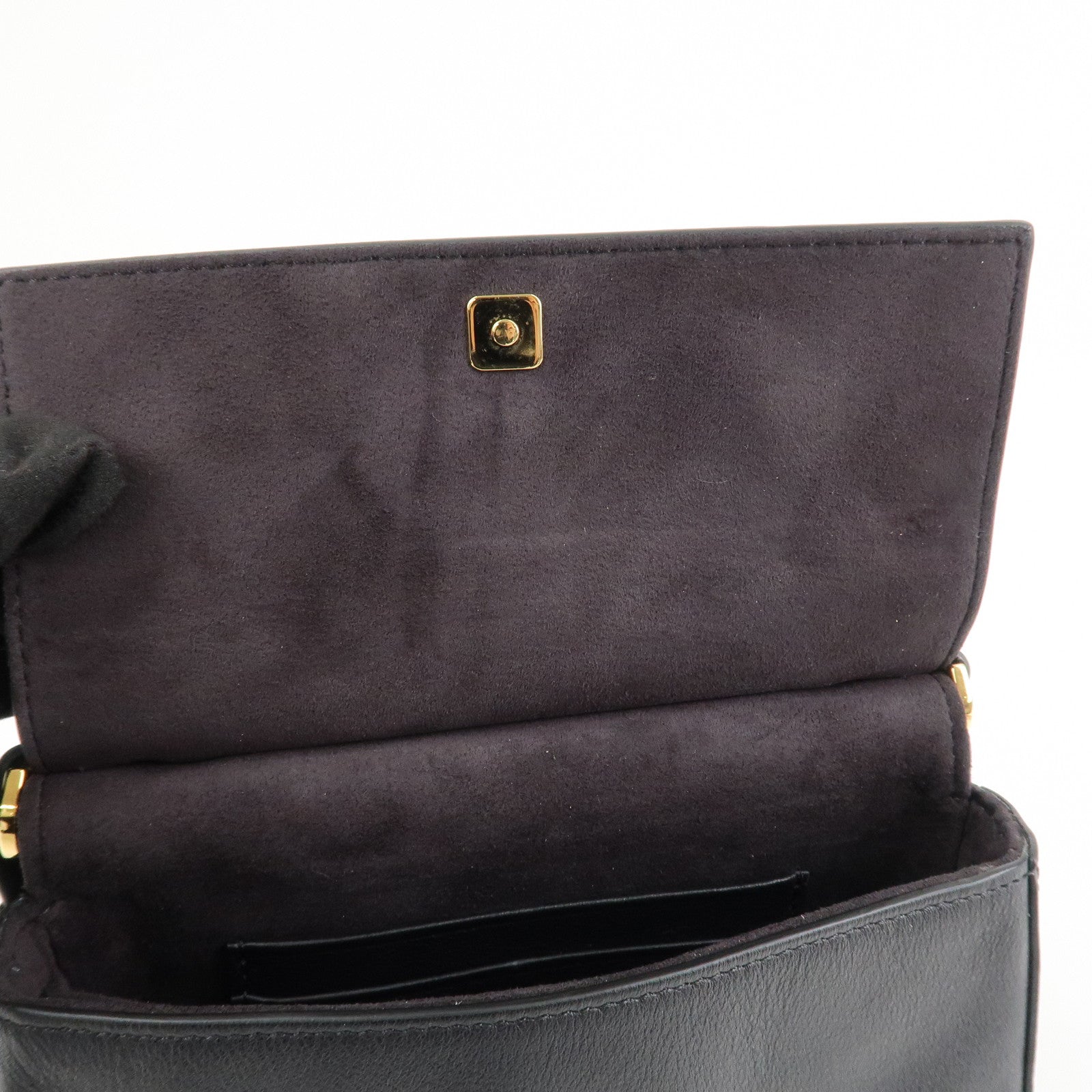 FENDI Leather Double Micro Baguette Shoulder Hand Bag Black 8M0371