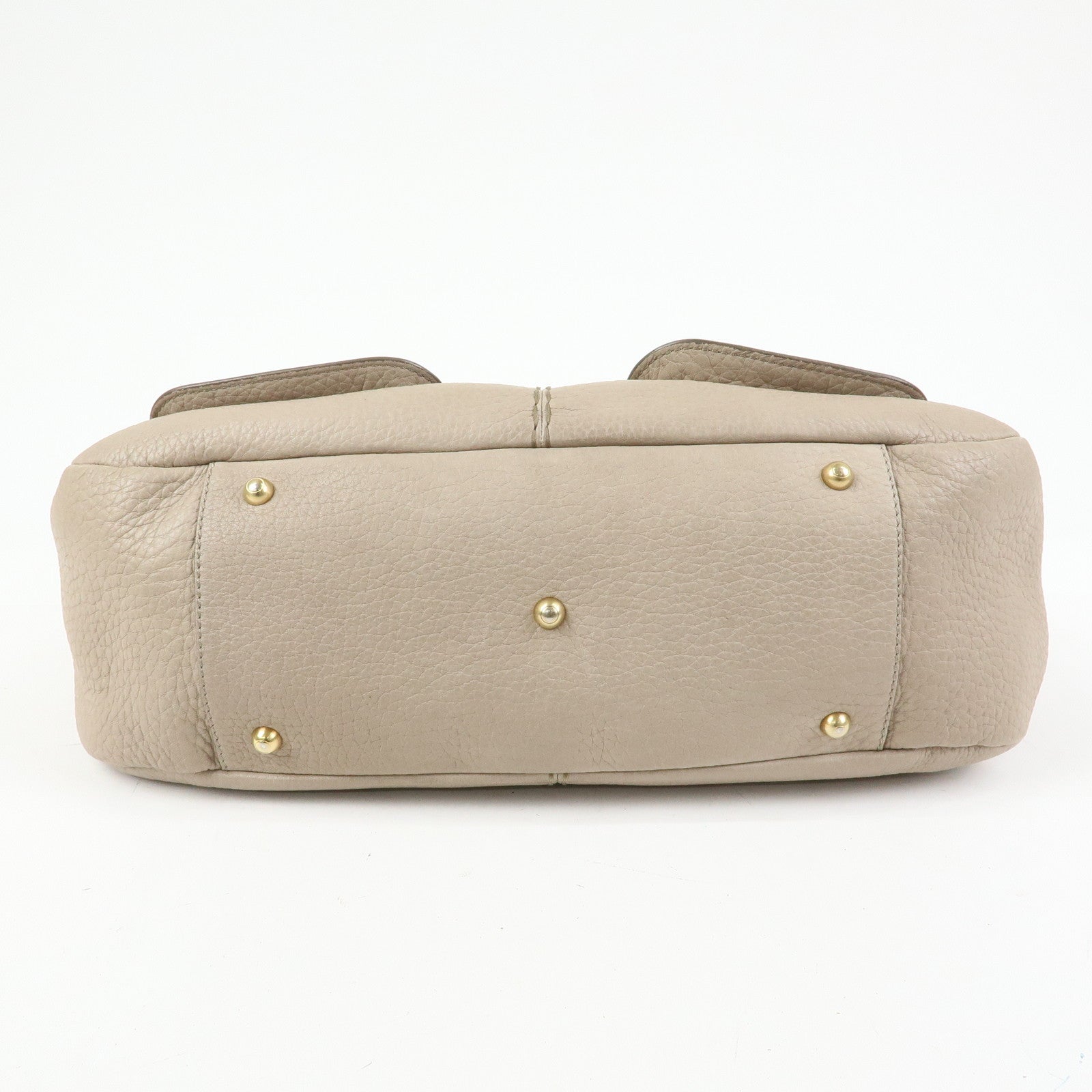 TOD'S Leather Tote Bag Shoulder Bag Hand Bag Greige