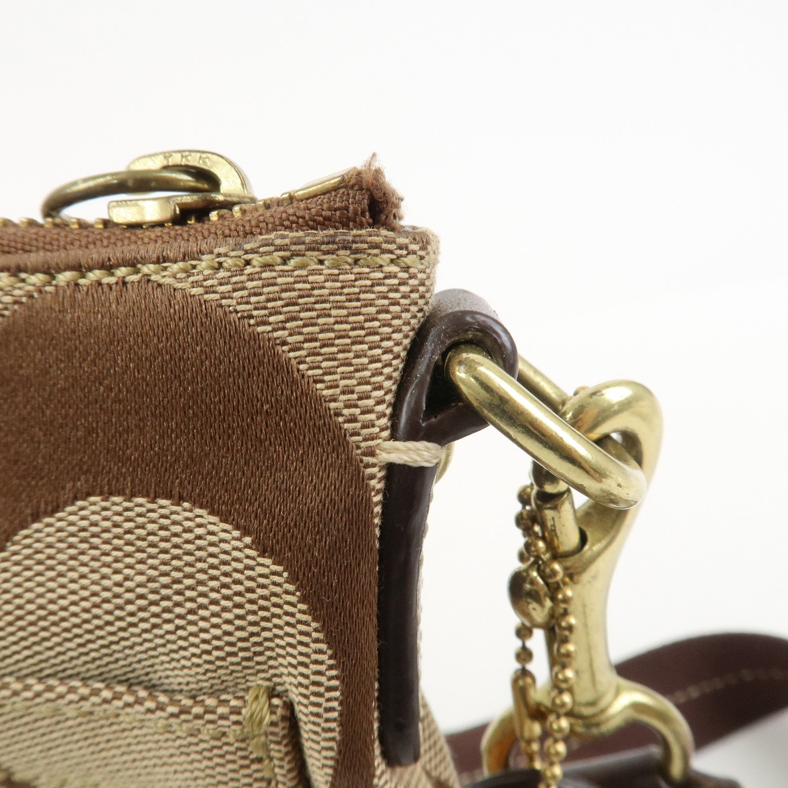 COACH Signature Canvas Leather Shoulder Crossbody Bag Beige Brown