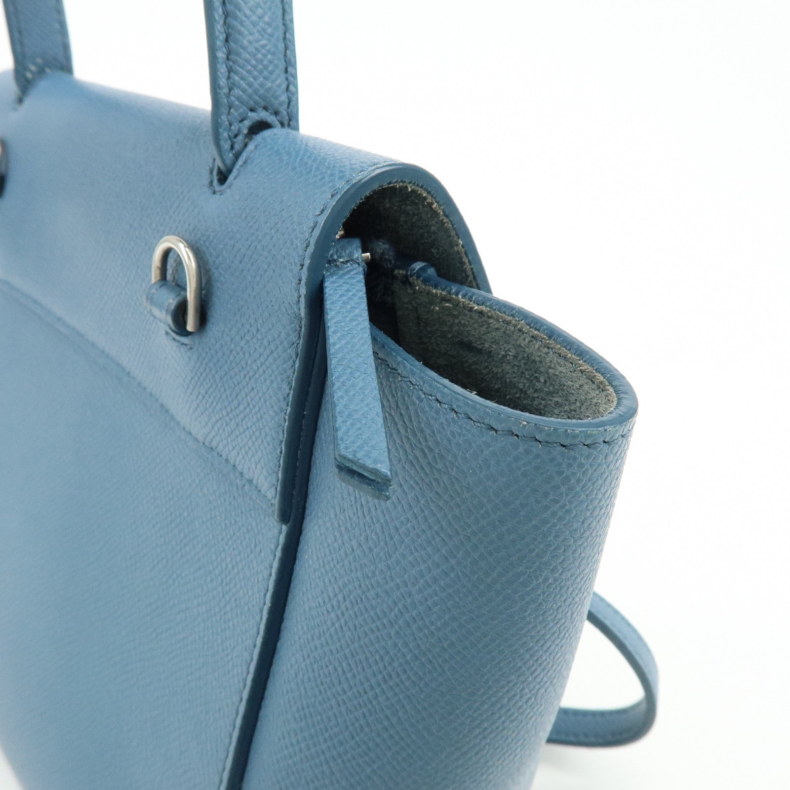 CELINE Belt Bag Leather 2Way Bag Hand Bag Shoulder Bag Blue