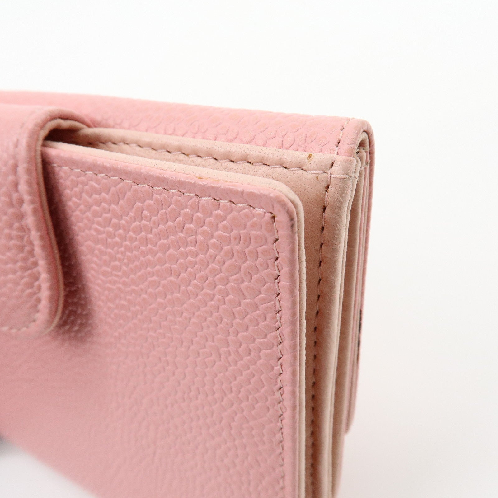CHANEL COCO Mark Caviarskin Bi-fold Wallet Compact Wallet Pink