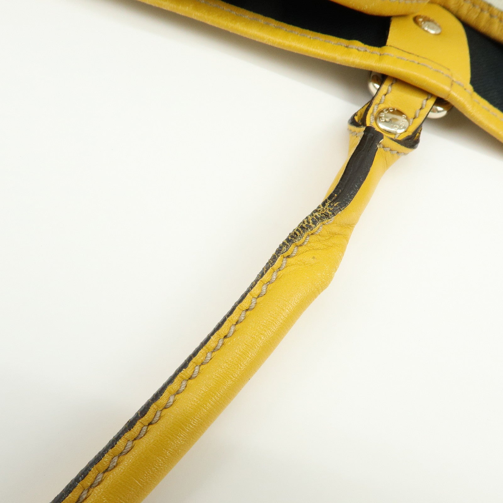 GUCCI GG Supreme Leather Tote Bag Hand Bag White Yellow 197954