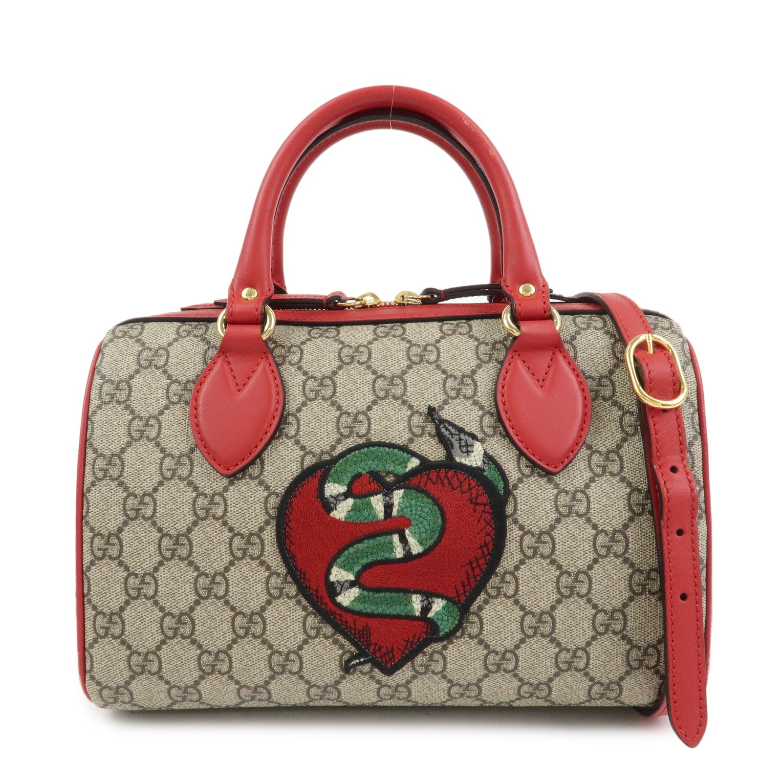 GUCCI GG Supreme Leather 2WAY Bag Shoulder Bag Beige Red 409529