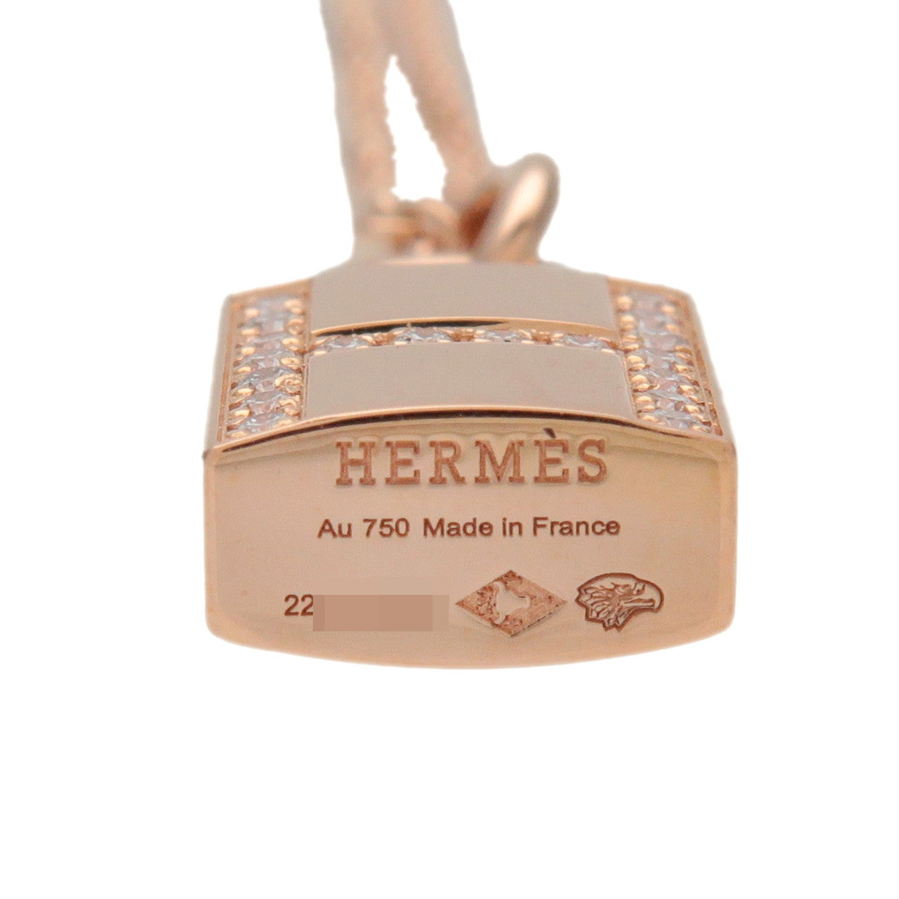 HERMES Amulette Kelly Cadena 18P Diamond Necklace 750PG Rose Gold