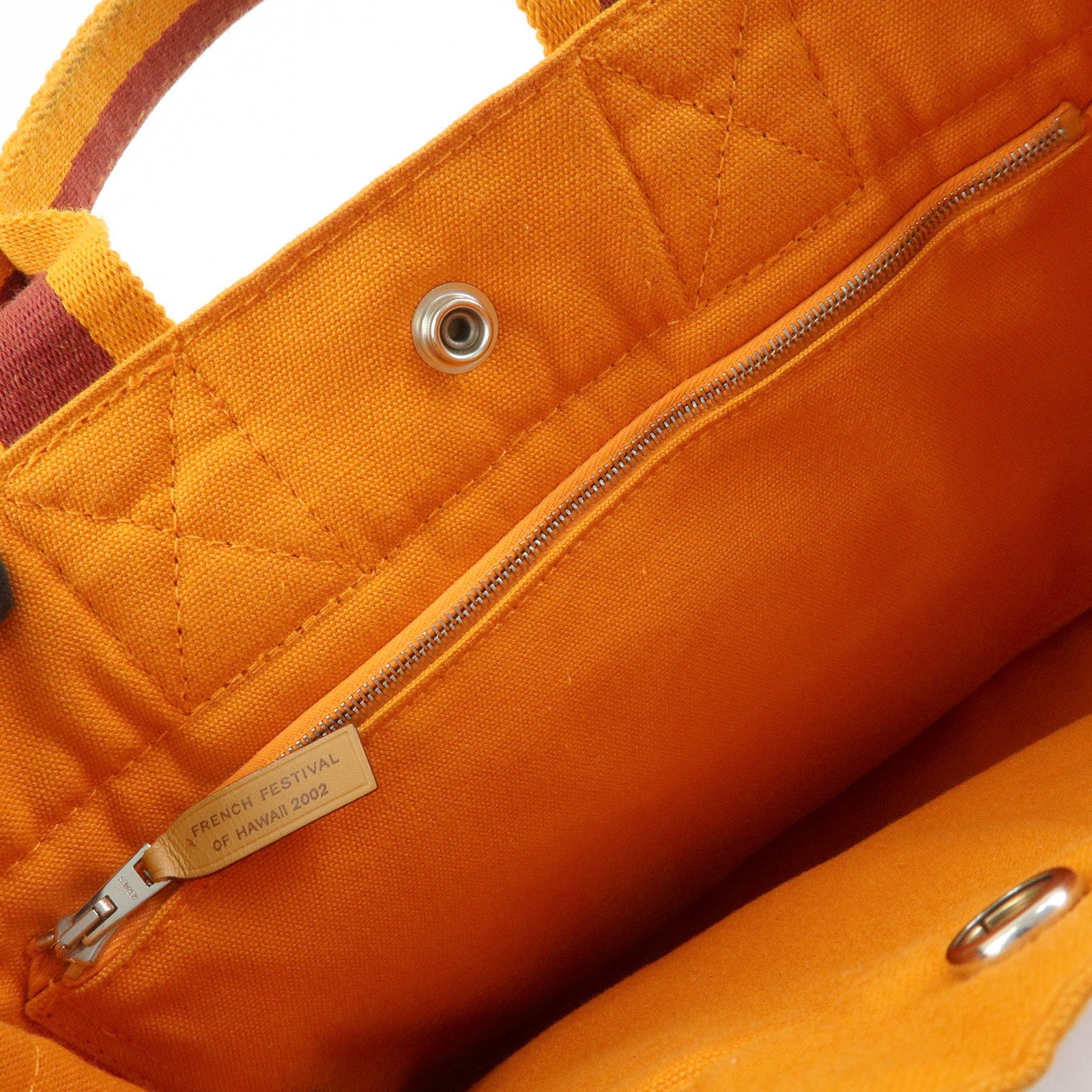 HERMES Fourre Tout PM Tote Bag FRENCH FESTIVAL OF HAWAII Red Brown