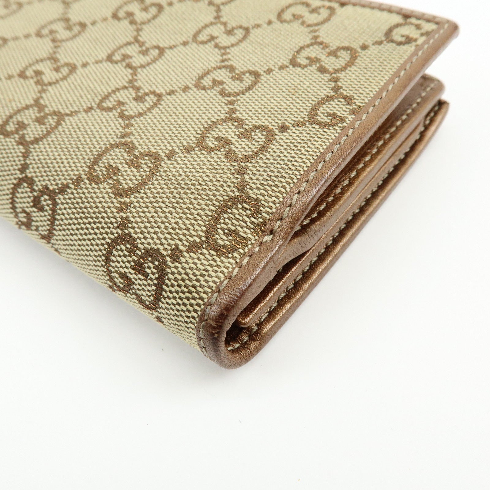 GUCCI Interlocking G GG Canvas Leather Long Wallet Light Brown