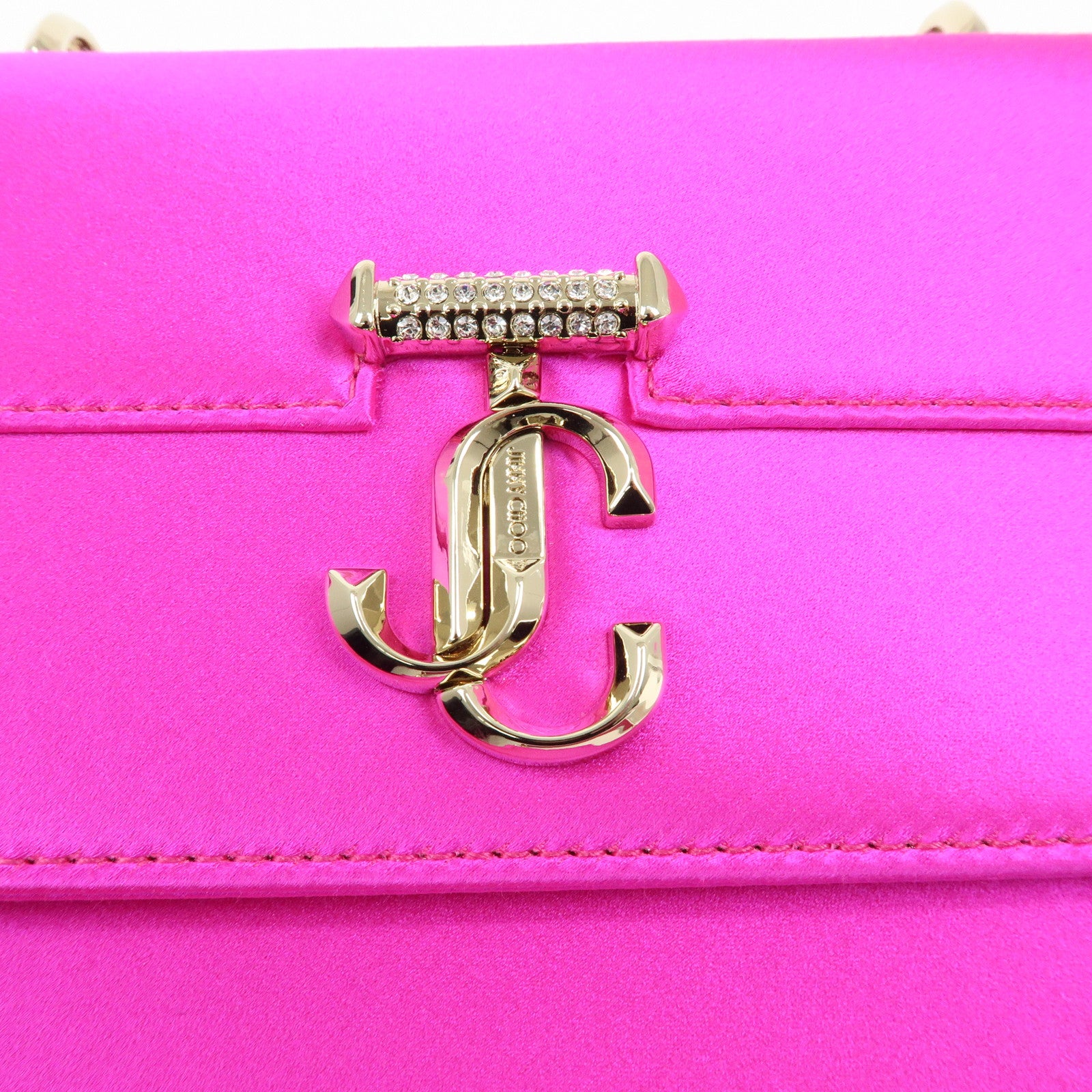 JIMMY CHOO Varenne Avenue Quad Satin Pearl Beads Shoulder Bag Pink