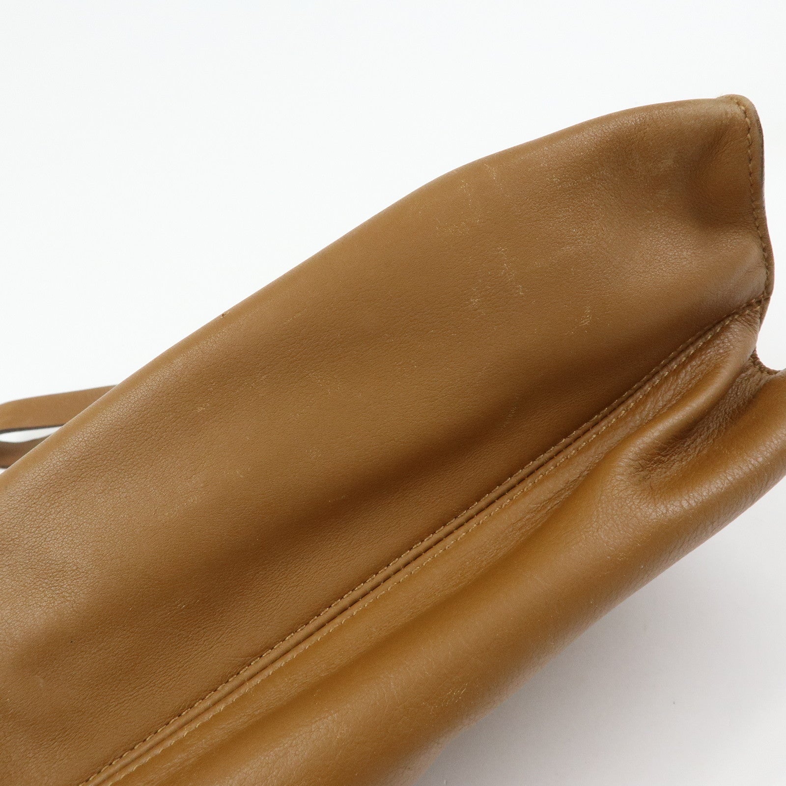 LOEWE Logo Leather Flap Shoulder Bag Pouch Brown