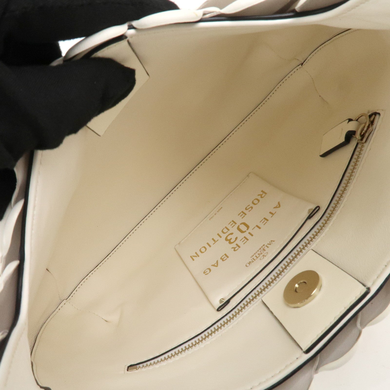 VALENTINO Leather Hand Bag Atelier 03 Rose Edition Ivory