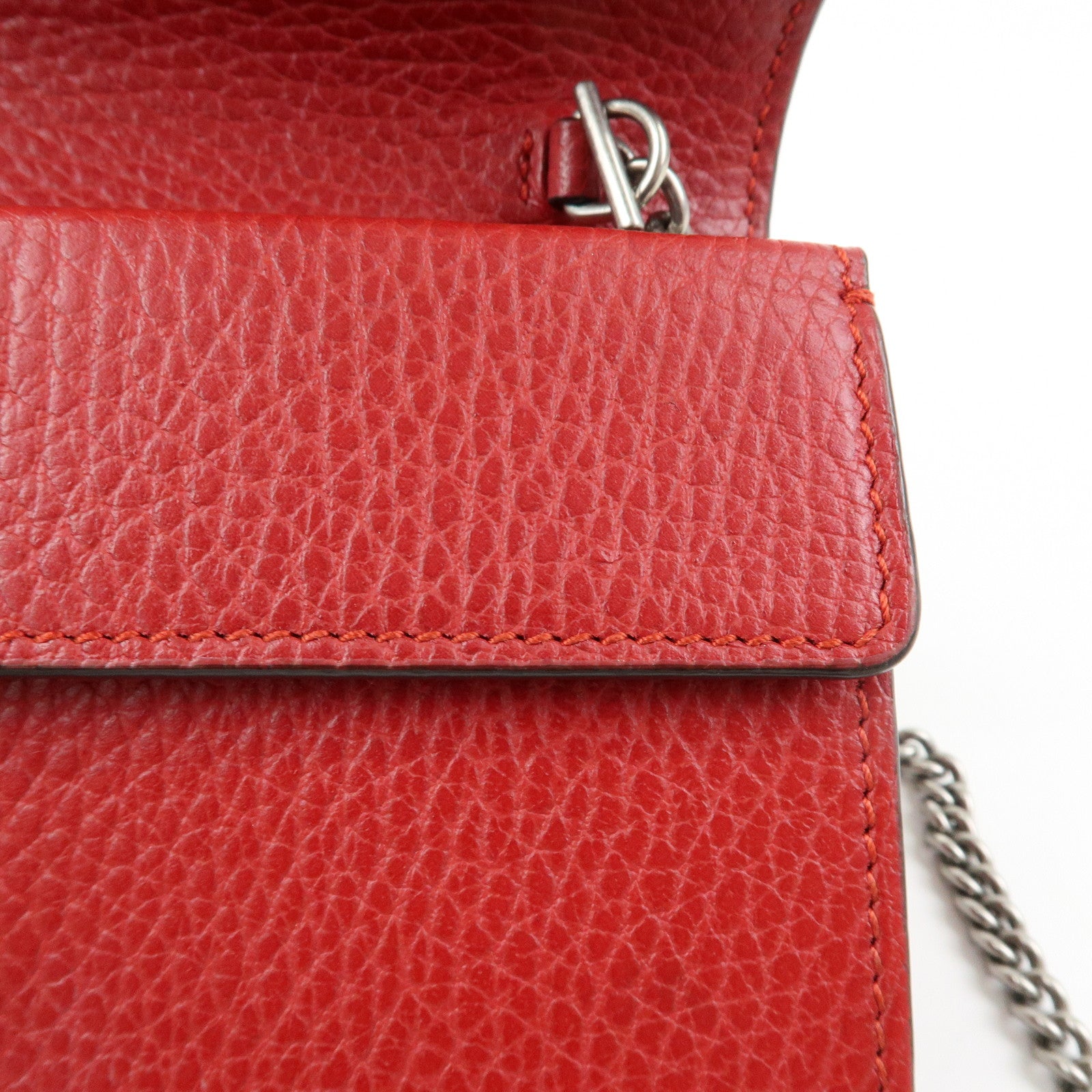 GUCCI Dionysus Super Mini Bag Leather Chain Shoulder Bag Red 476432