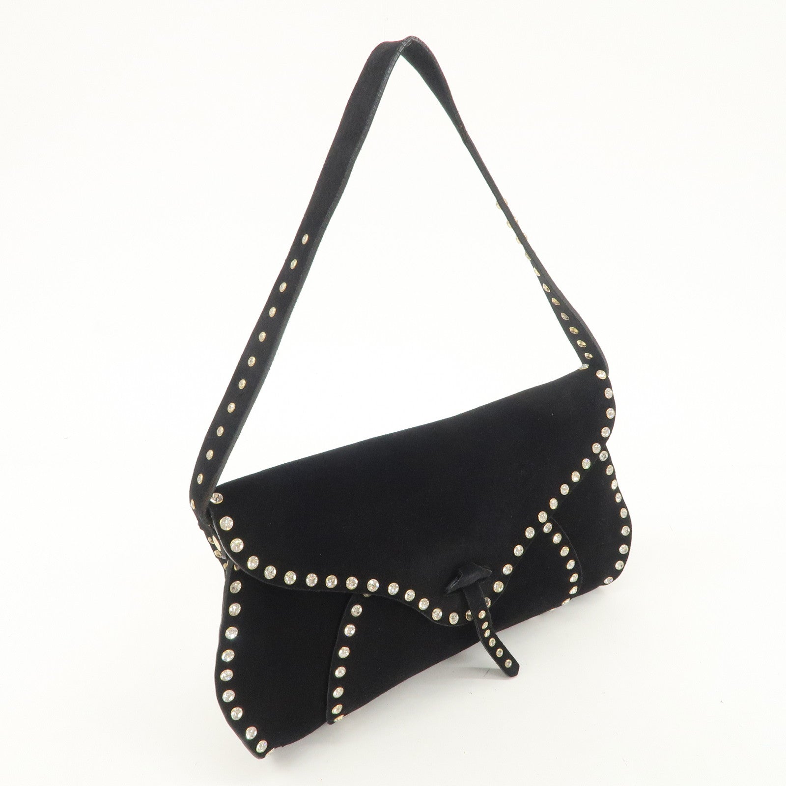 CELINE Paulbot Suede Shoulder Bag Hand Bag Black Used