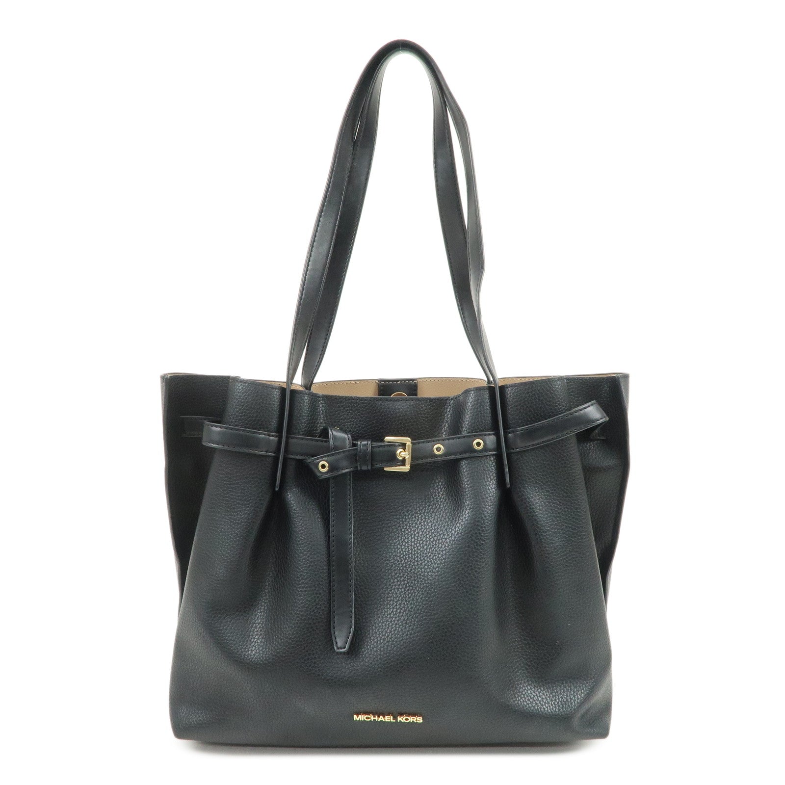 MICHAEL KORS Logo Leather Shoulder Bag Hand Bag Black