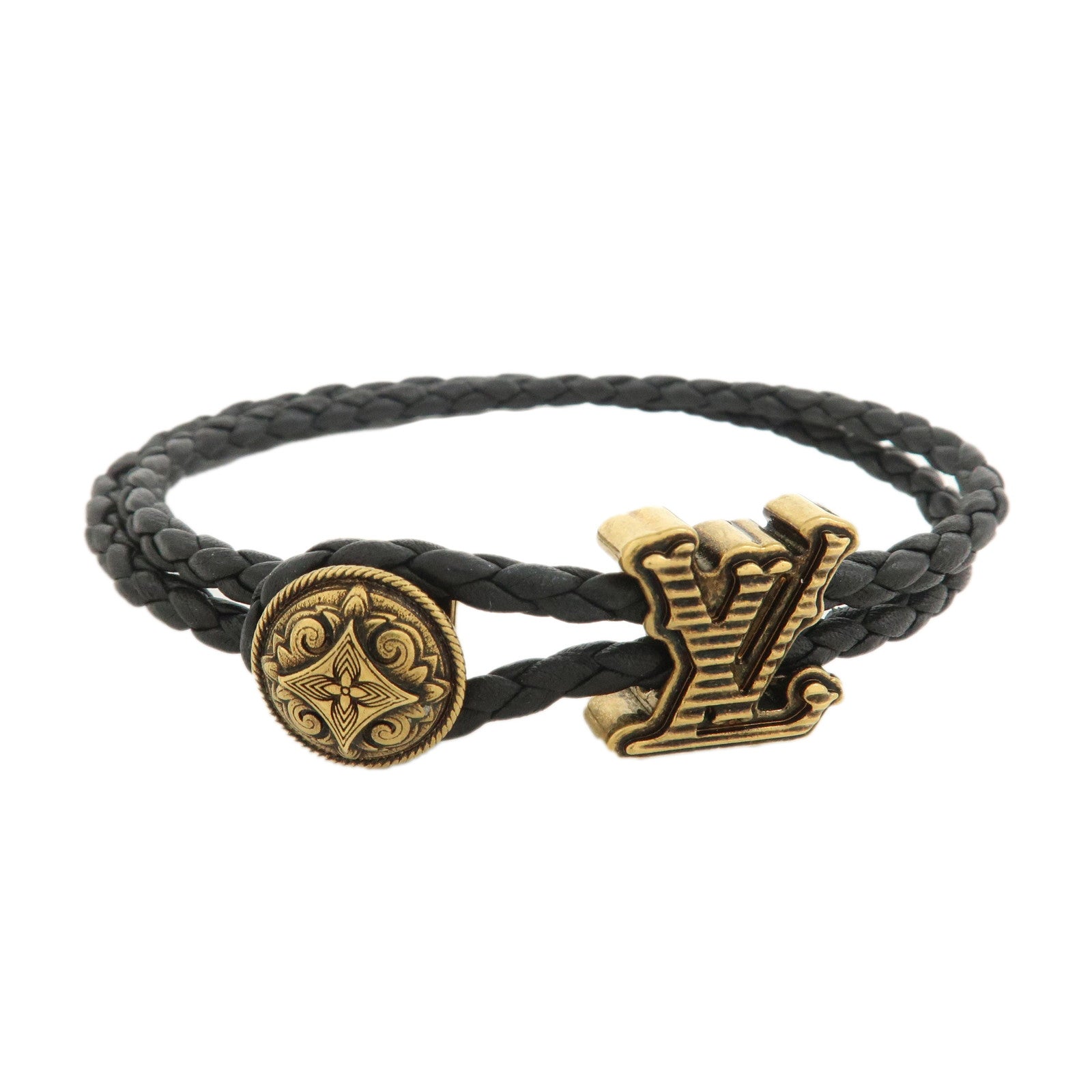 Louis Vuitton Leather Metal Rodeo Bracelet Black M8735