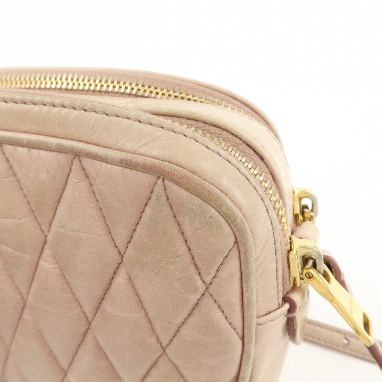 MIU MIU Leather Shoulder Bag Crossbody Bag Light Pink 5BH543