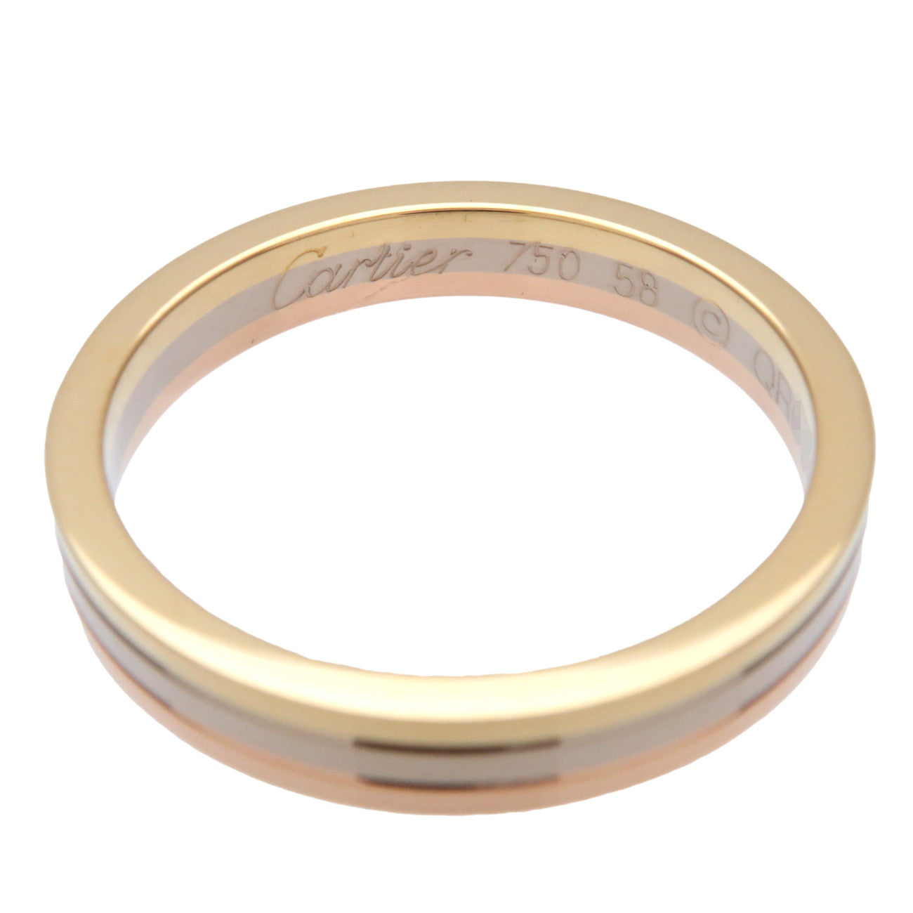 Cartier Vandome Three Color Ring K18 750YG/WG/PG #58 US8.5 EU57.5