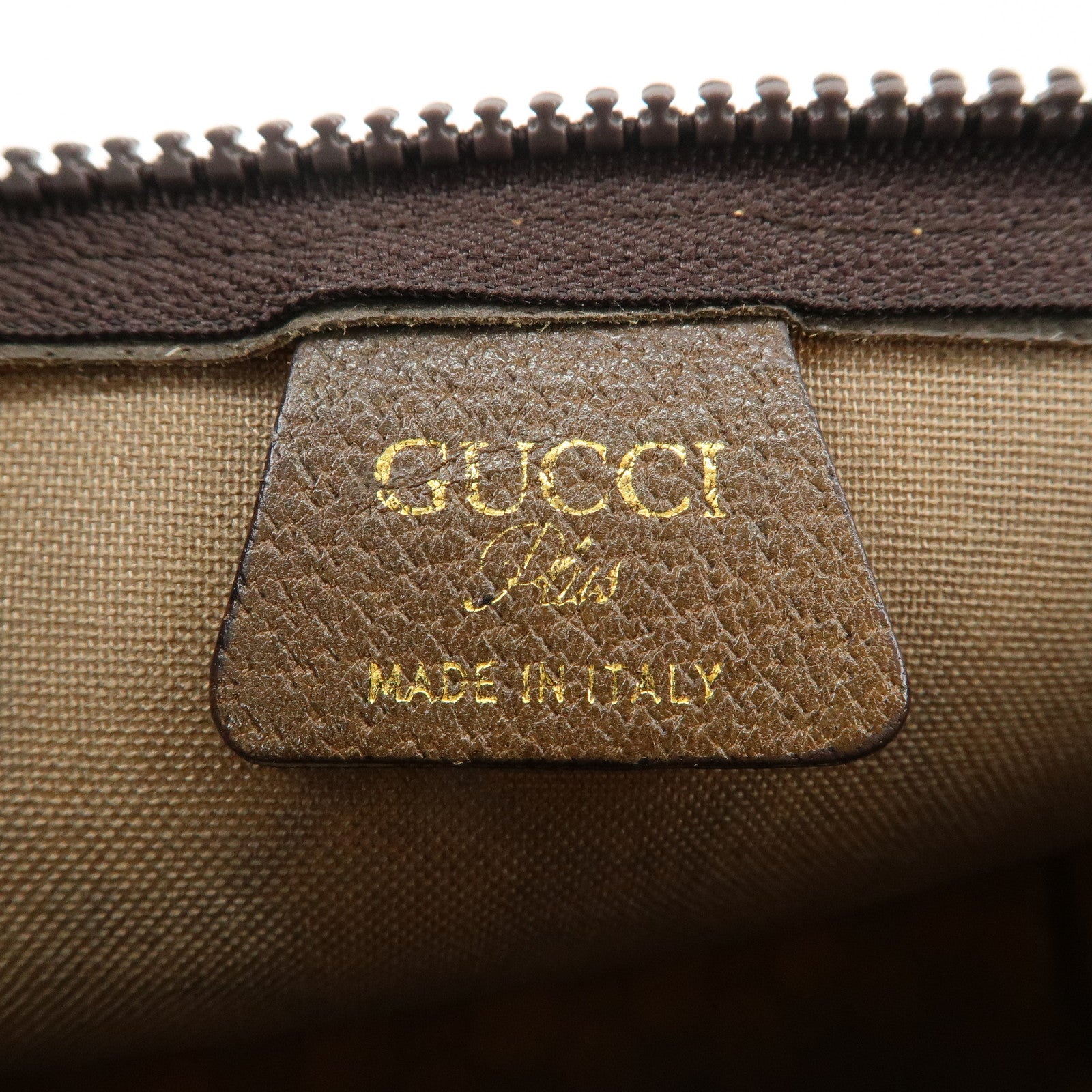 GUCCI GG Plus PVC Leather Clutch Bag Second Bag Beige Brown Used