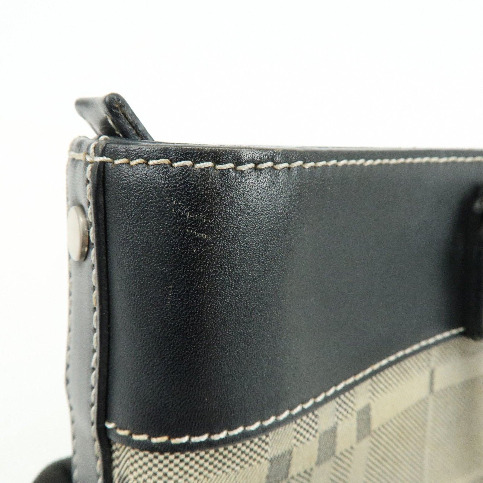 BURBERRY Canvas Leather Hand Bag Tote Bag Black