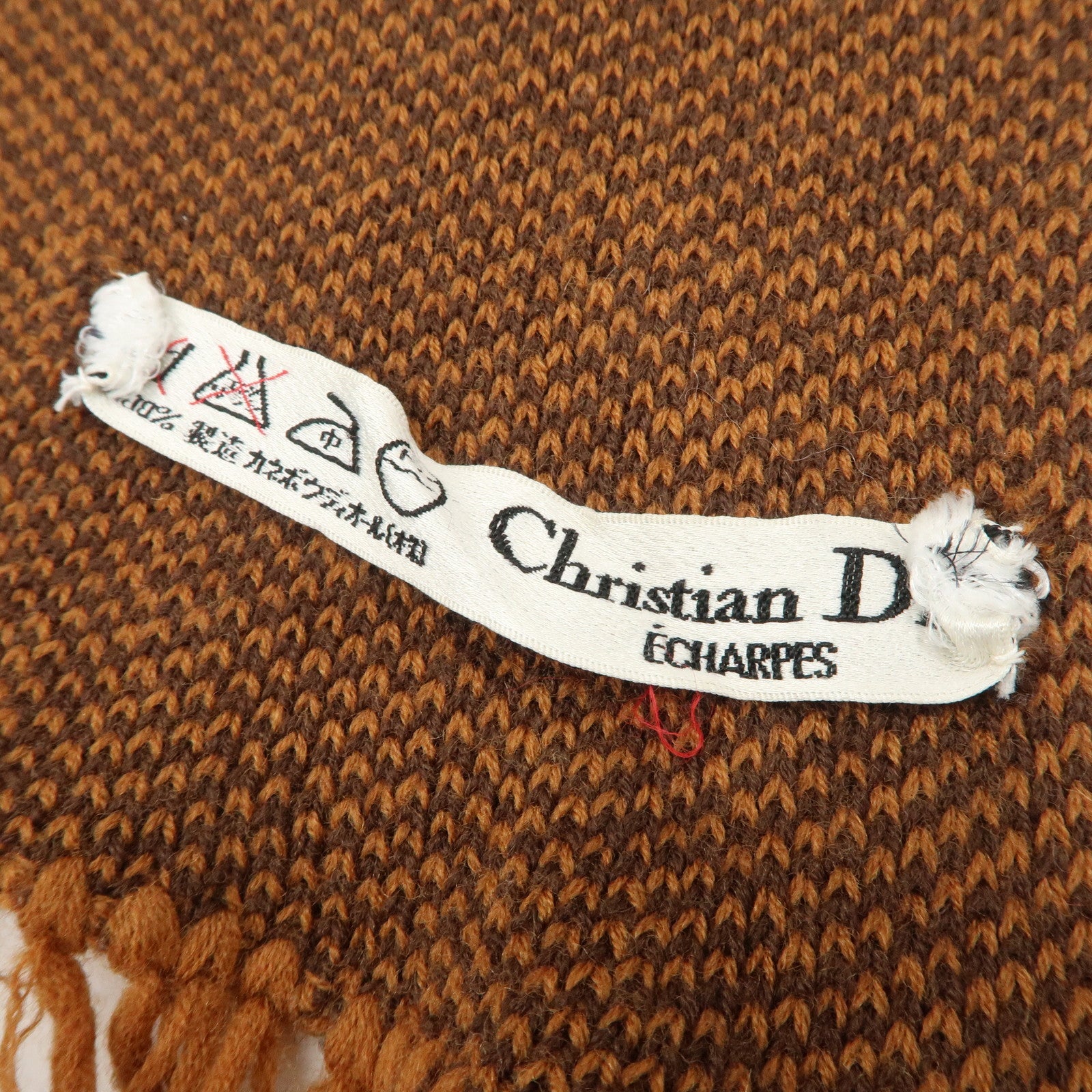 Christian Dior Trotter Wool 100% Scarf Brown