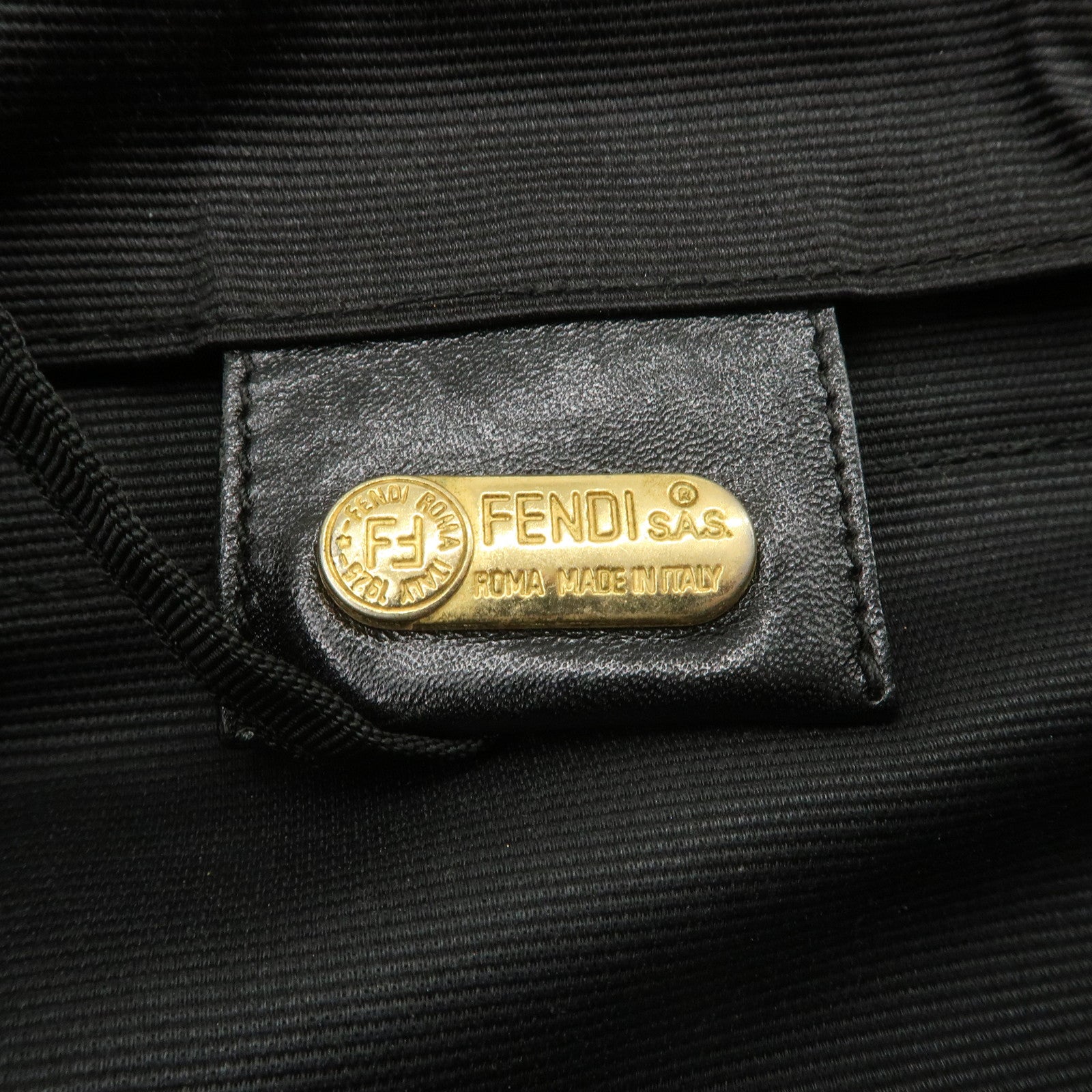 FENDI Nylon Leather Back Pack Black Gold Hardware 263390
