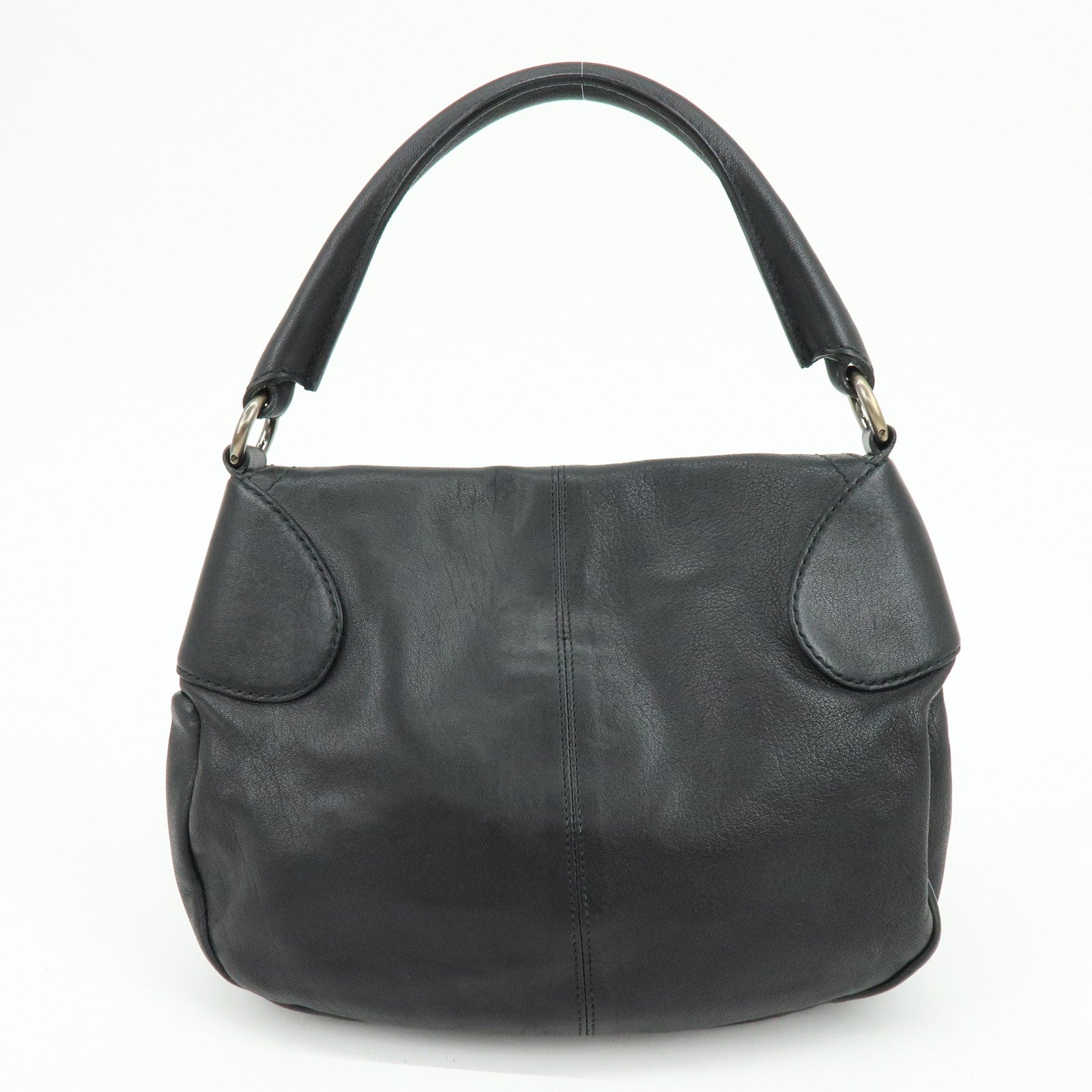 Ferragamo Gancini Leather Shoulder Bag Hand Bag Black