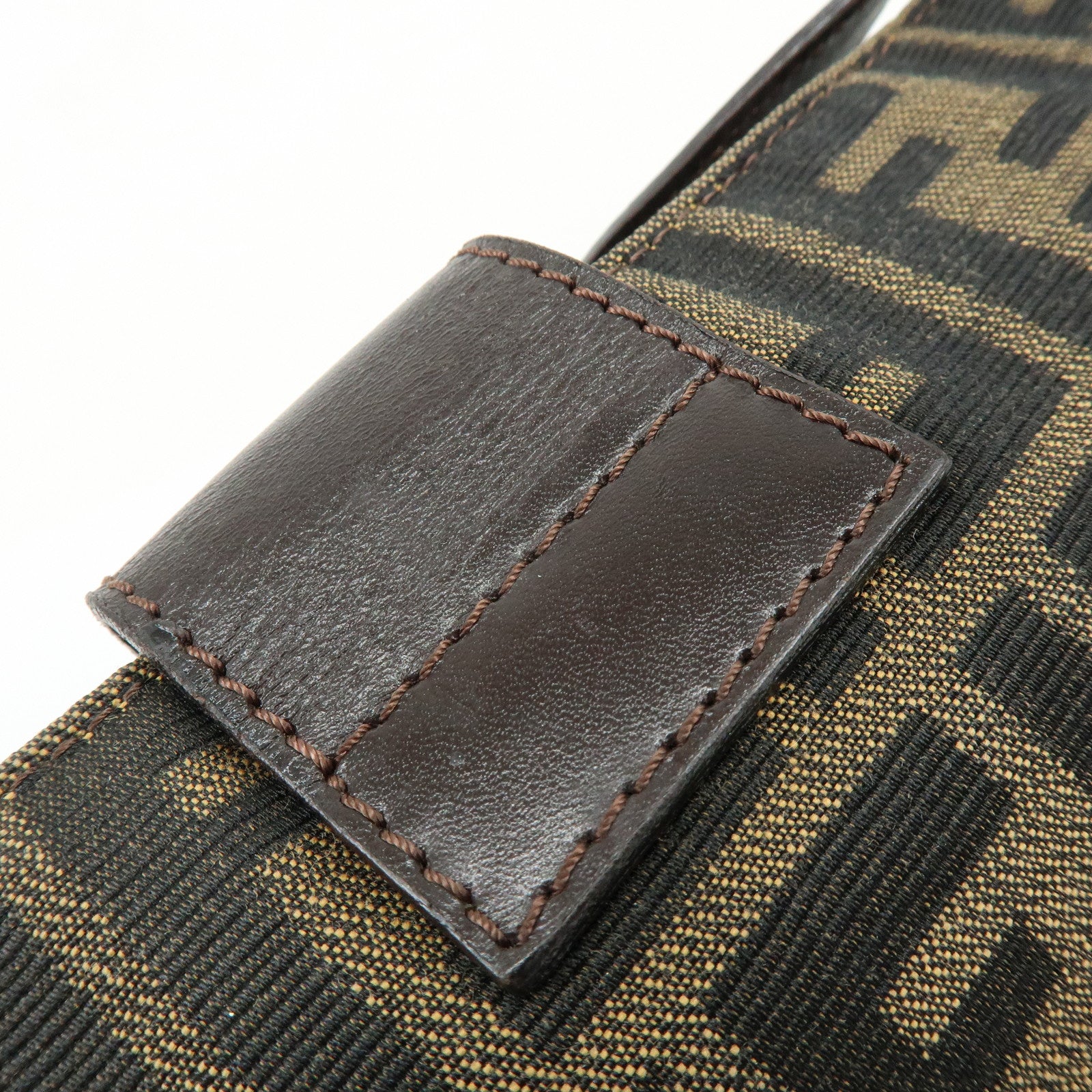 FENDI Zucca Canvas Leather Shoulder Bag Hand Bag Brown Black