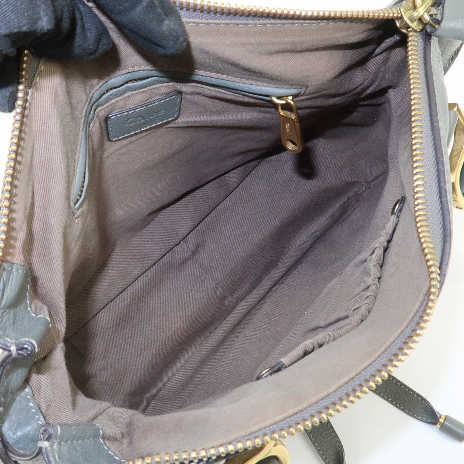 Chloe Marcie Leather Tote Bag Shoulder Bag Hand Bag Gray