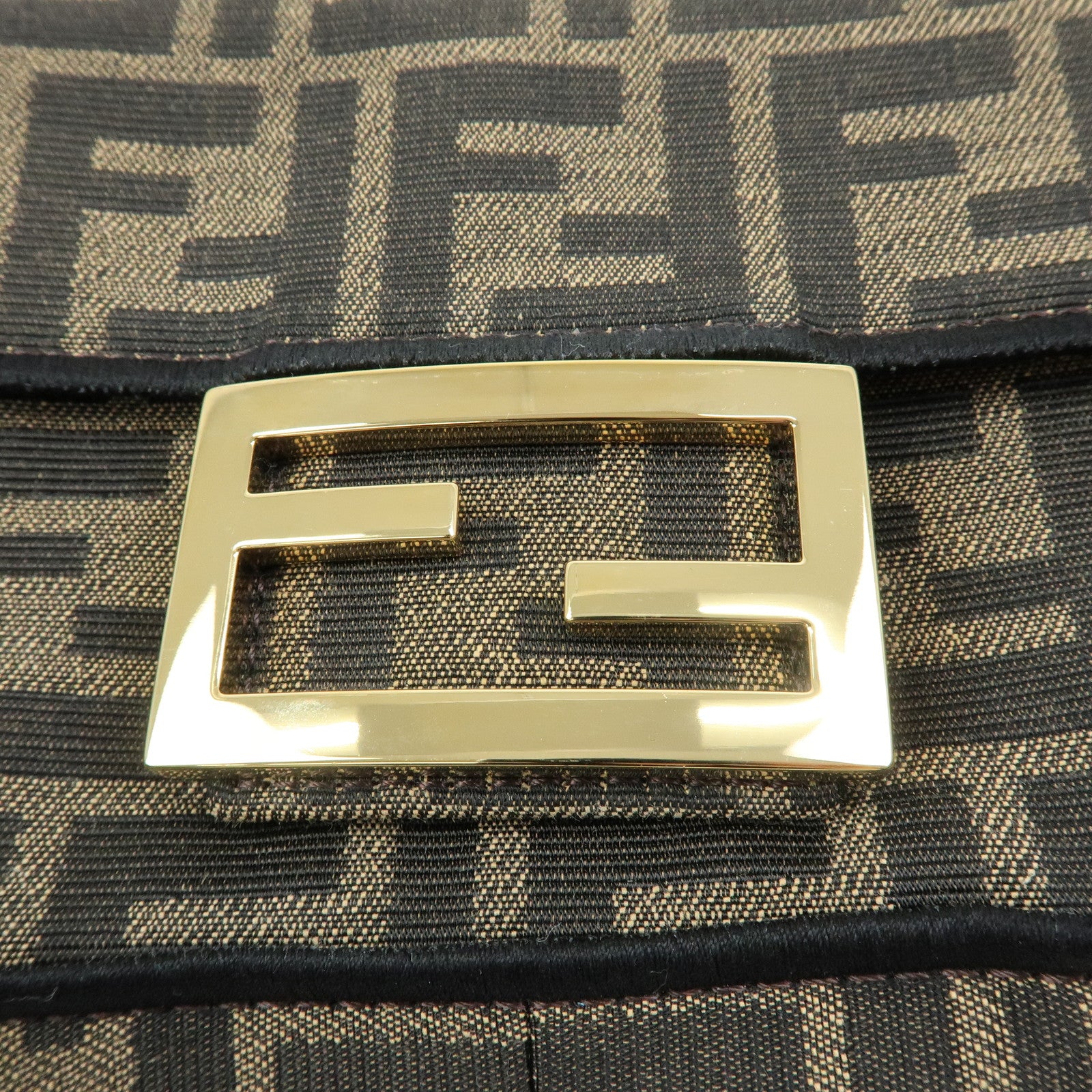 FENDI Zucca Jaquard Canvas Baguette Small 2Way Hand Bag Brown 8BS017