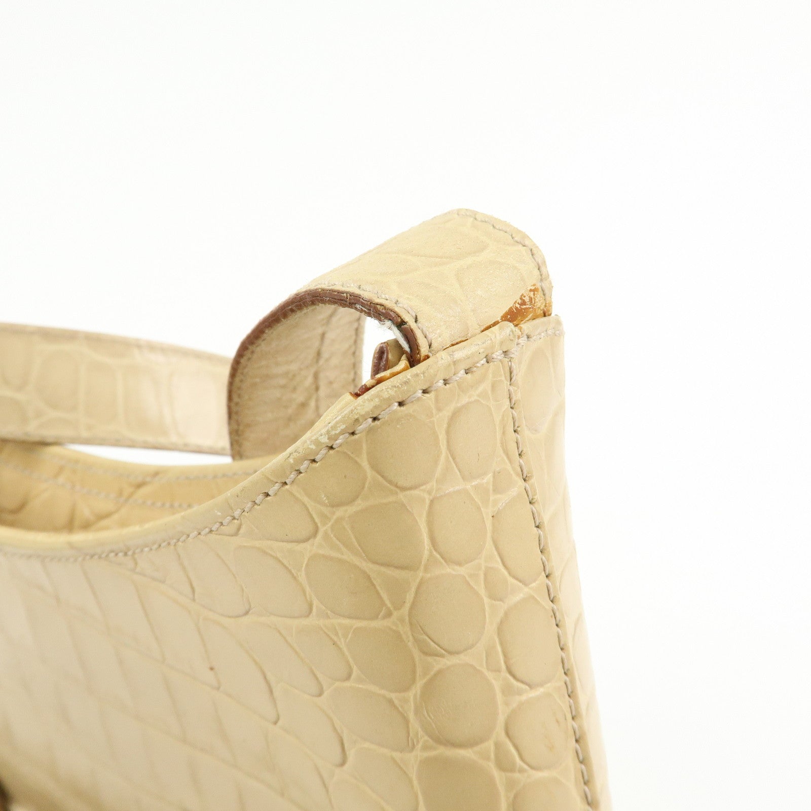 Ferragamo Gancini Embossed Leather Shoulder Bag Beige