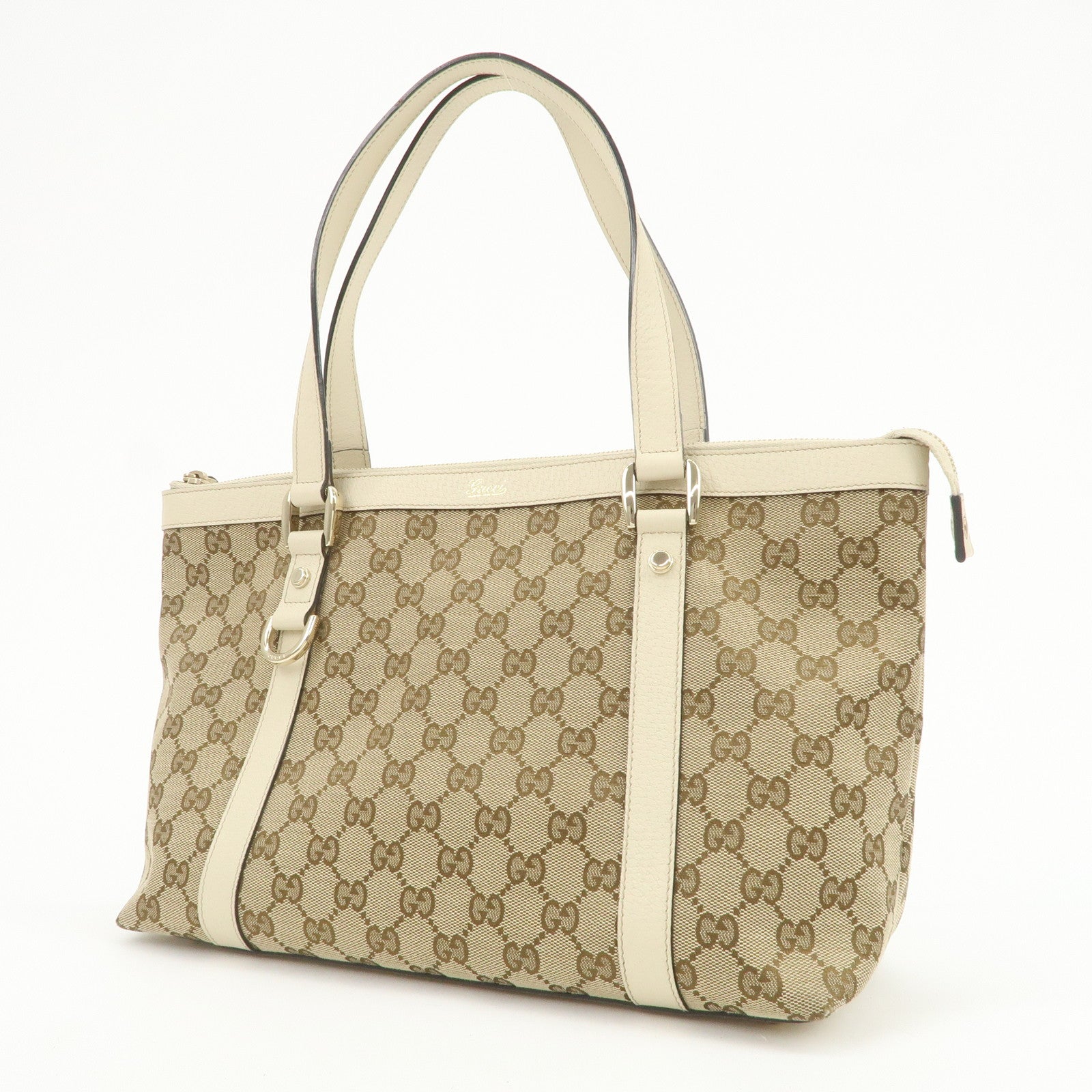 GUCCI Abbey GG Canvas Leather Tote Bag Shoulder Bag Brown 141470