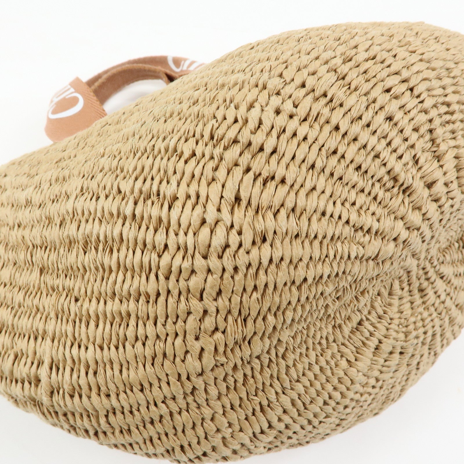 Chloe Mifuko Raffia Canvas Hand Bag Tote Bag Natural Beige