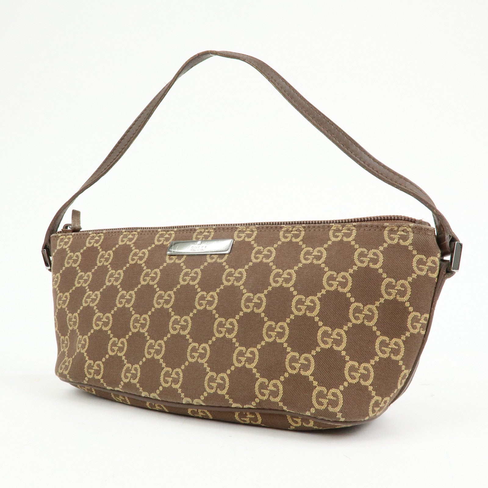 GUCCI Boat Bag GG Canvas Accessory Pouch Hand Bag Brown 039.1103