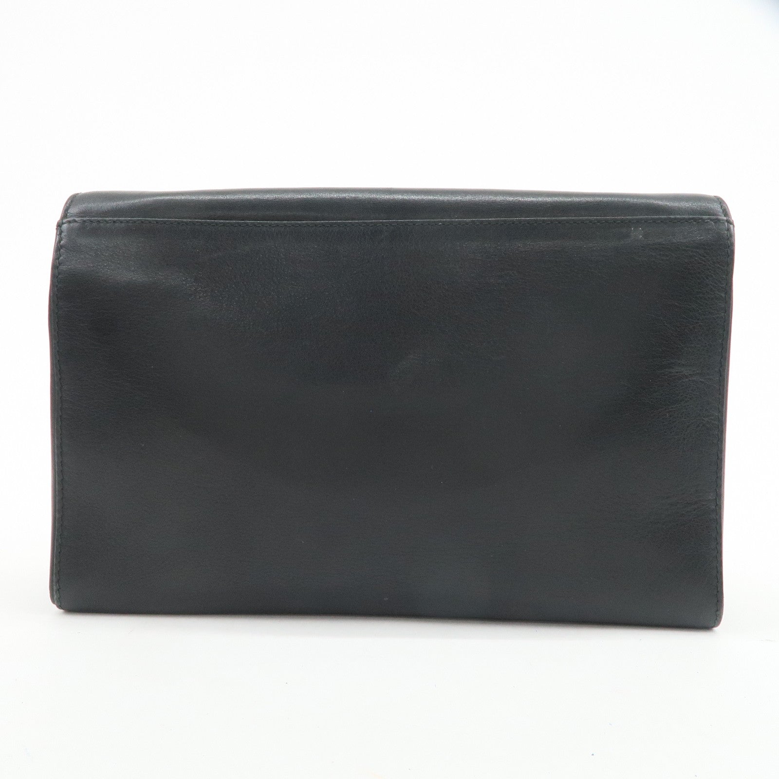 CELINE Logo Leather 2Way Bag Shoulder Bag Clutch Bag Black