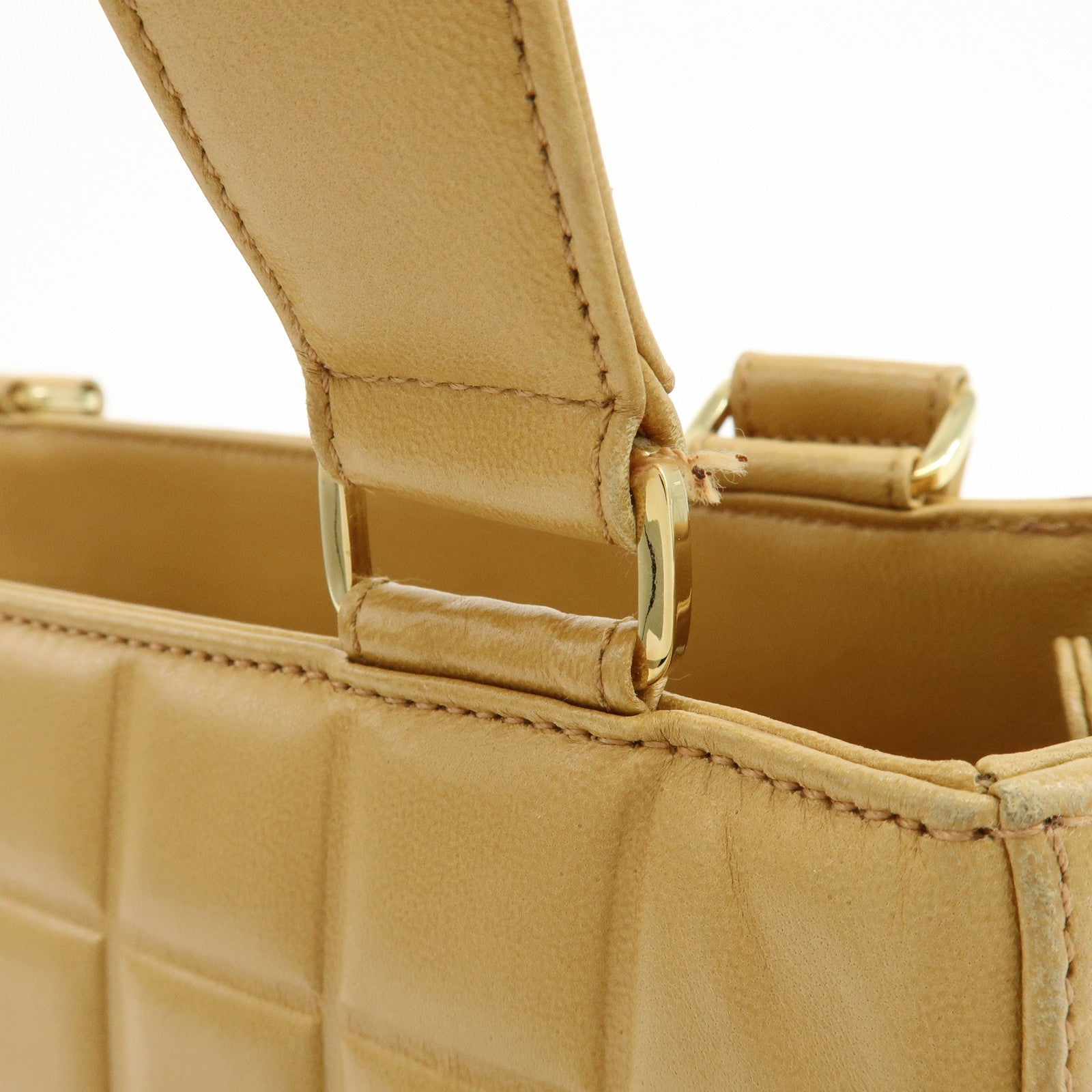 CHANEL Chocolate Bar Lamb Skin Tote Bag Hand Bag Beige A17809