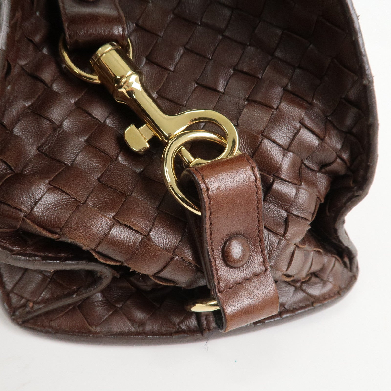 BOTTEGA VENETA Intrecciato Leather Hand Bag Brown