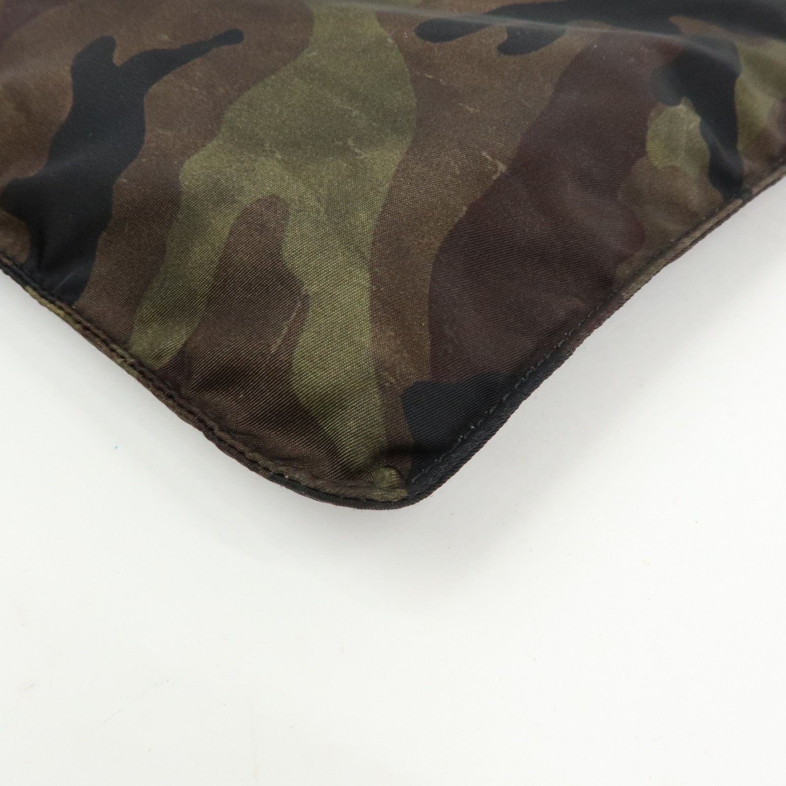 PRADA Triangle Logo Nylon Leather Camouflage Shoulder Bag VA0886