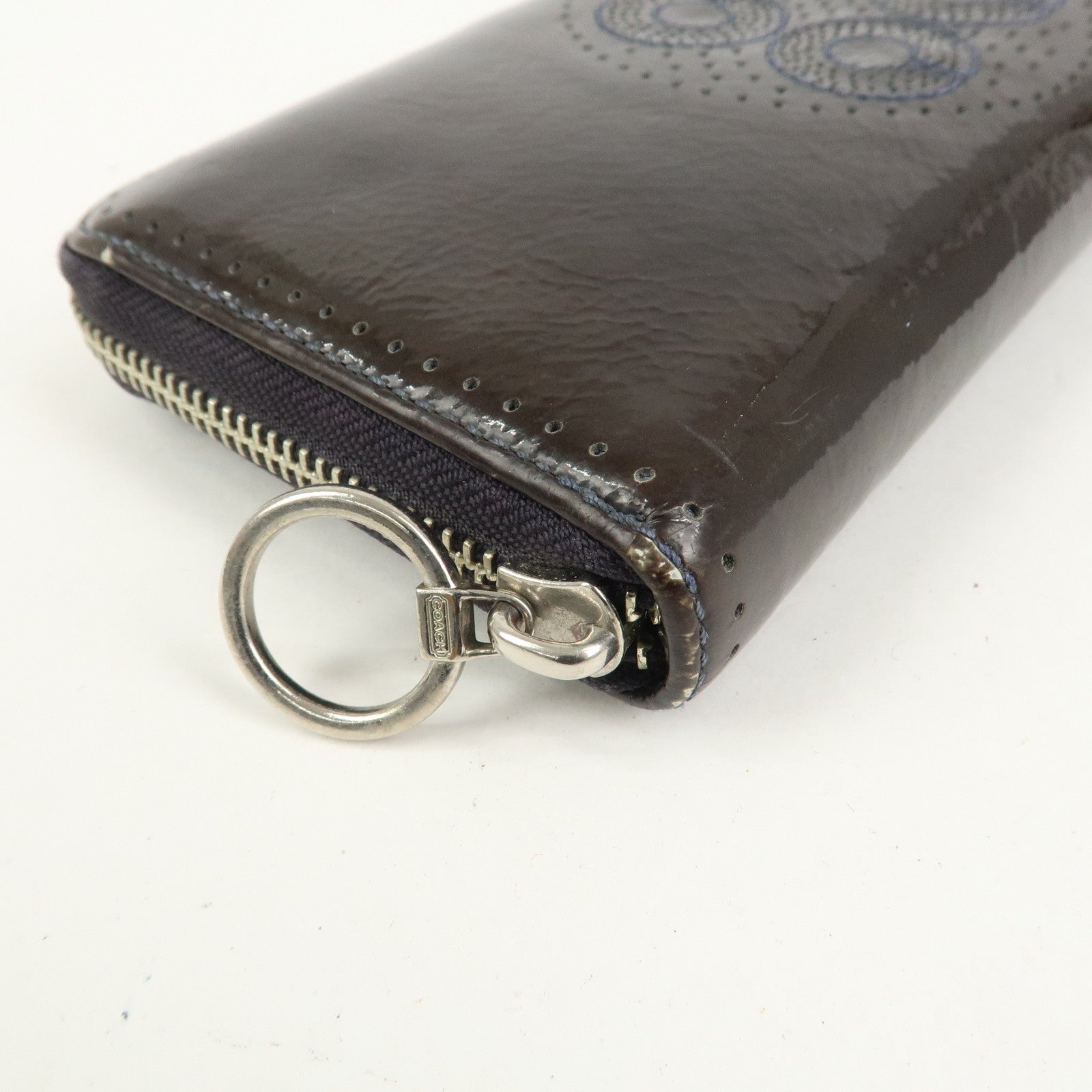 COACH Set of 3 Leather Canvas Long Wallets Black Multicolor