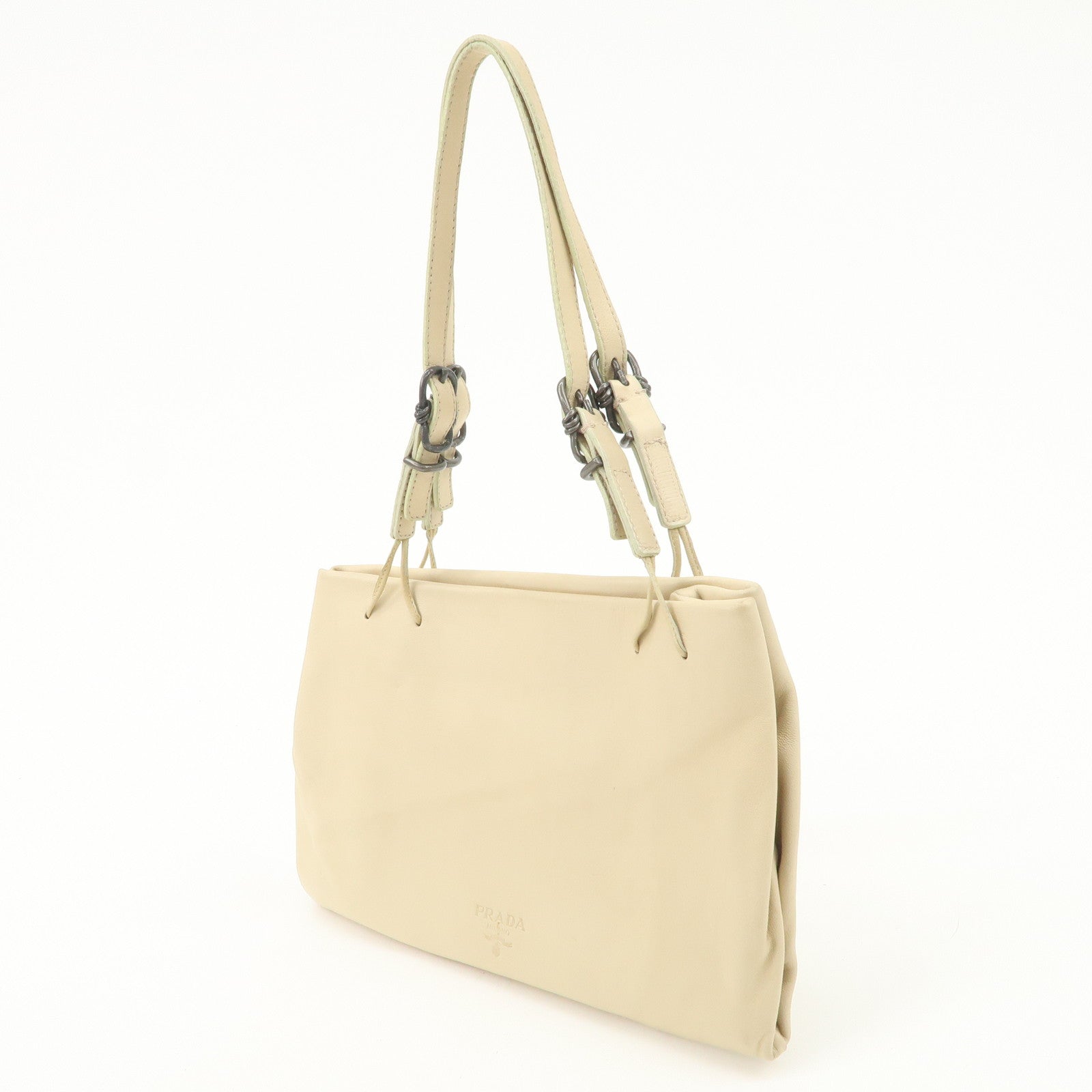 PRADA Nappa Leather Hand Bag Shoulder Bag Ivory